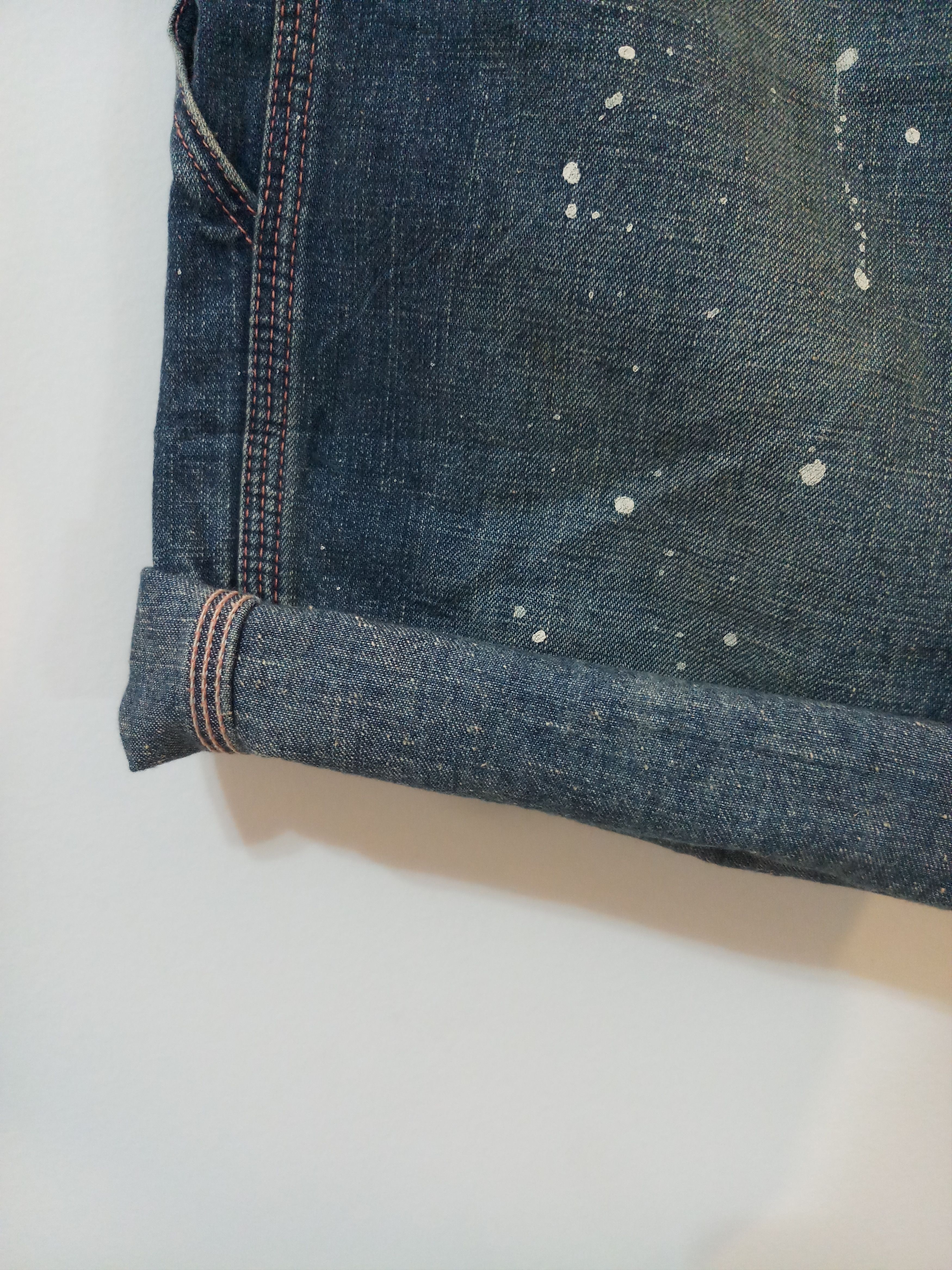 Japanese Brand Orslow Paint-Splattered Denim Carpenter Shorts Size US 36 / EU 52 - 5 Thumbnail