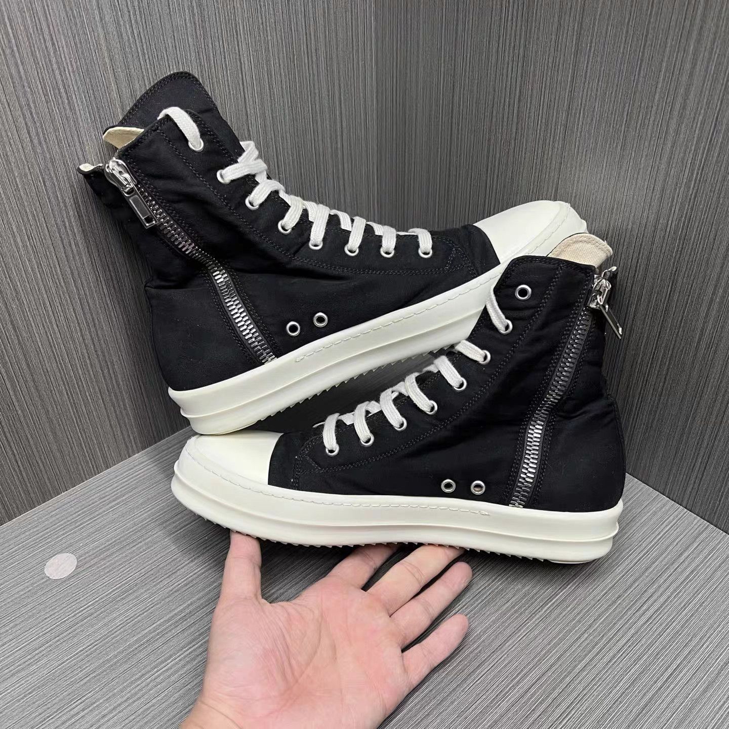 Rick Owens Black High-Top Sneakers Size 8 Size US 8 / EU 41 - 3 Thumbnail