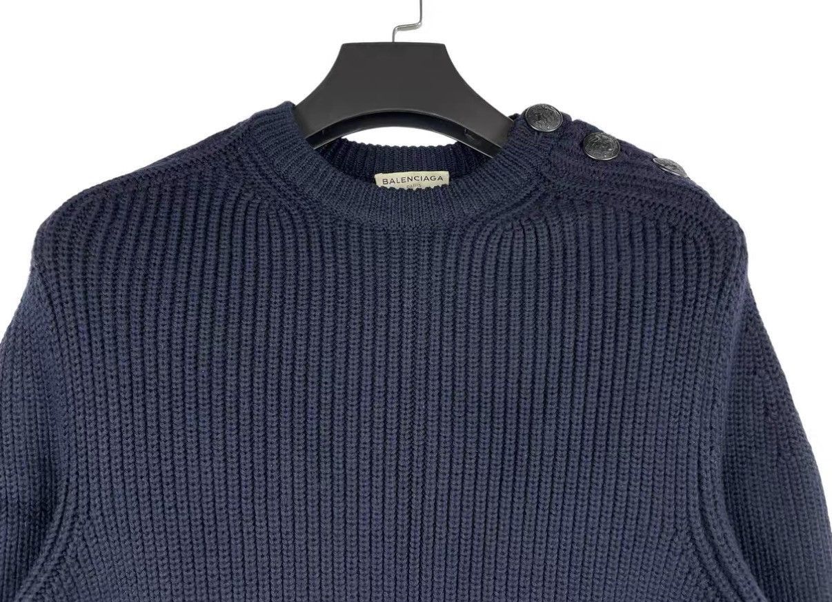 Balenciaga Blue Ribbed Long Sleeve Sweater Size US M / EU 48-50 / 2 - 3 Thumbnail