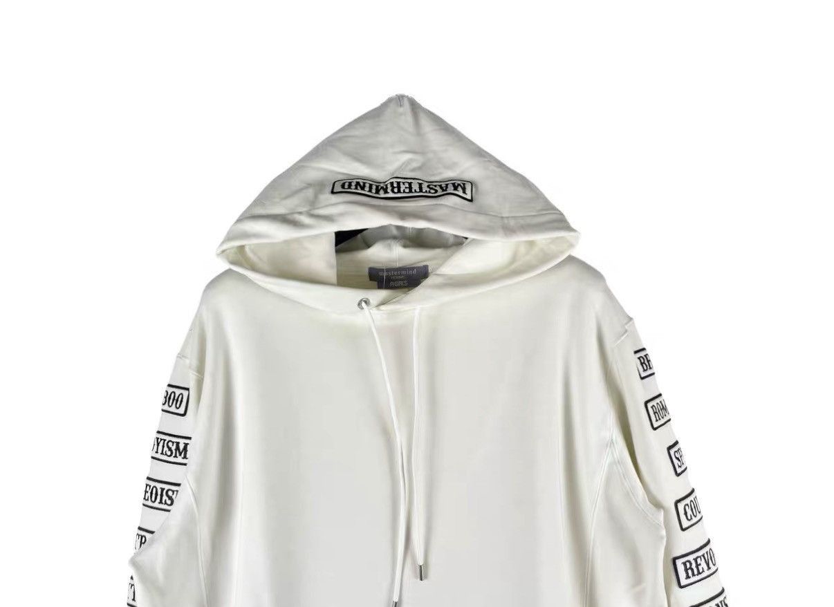 Mastermind Japan White Hoodie with Text Print on Sleeves and Hood Size US M / EU 48-50 / 2 - 3 Thumbnail