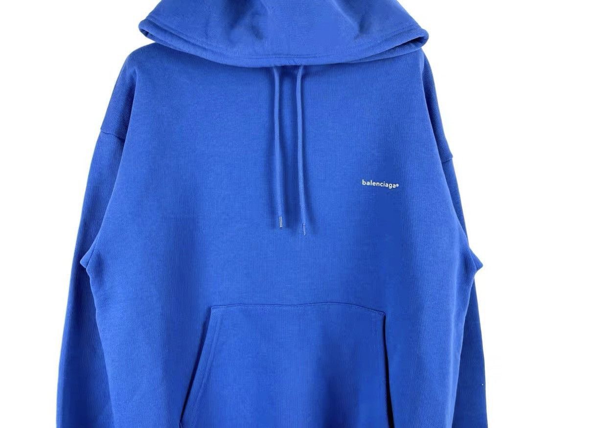 Balenciaga Blue Oversized Hoodie with Drawstrings Size US S / EU 44-46 / 1 - 3 Thumbnail