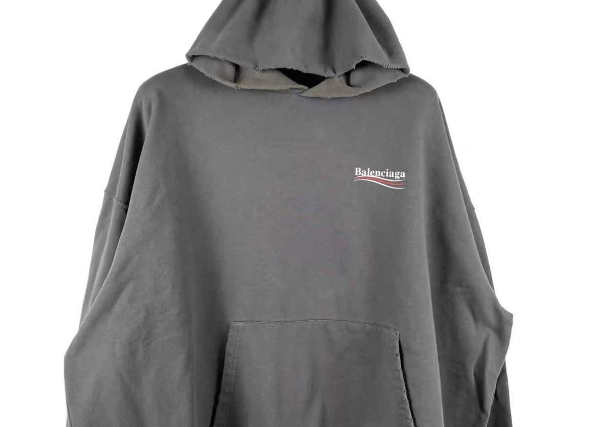 Balenciaga Gray Oversized Hoodie with Front Pocket Size US S / EU 44-46 / 1 - 3 Thumbnail