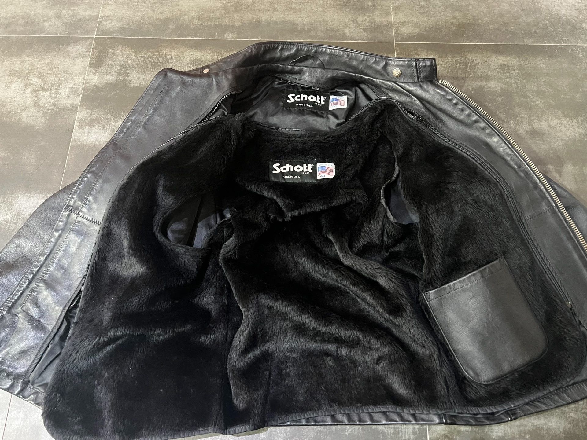 Schott Schott NYC Classic Stand Collar Leather Jacket #641 Size US XXS / EU 40 - 8 Thumbnail