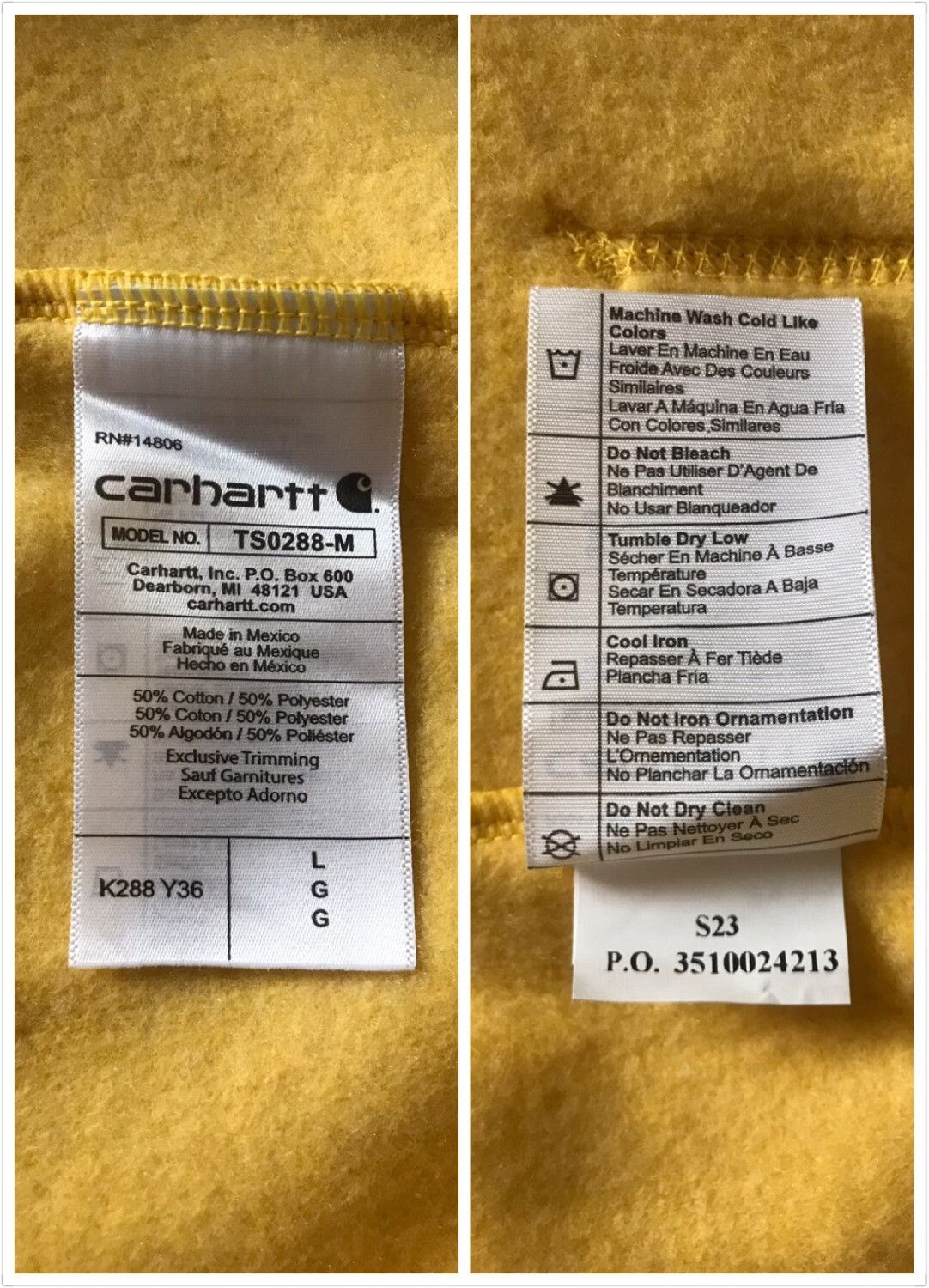 Carhartt Carhartt K288 Y36 Yellow Hoodie L Size US L / EU 52-54 / 3 - 4 Thumbnail