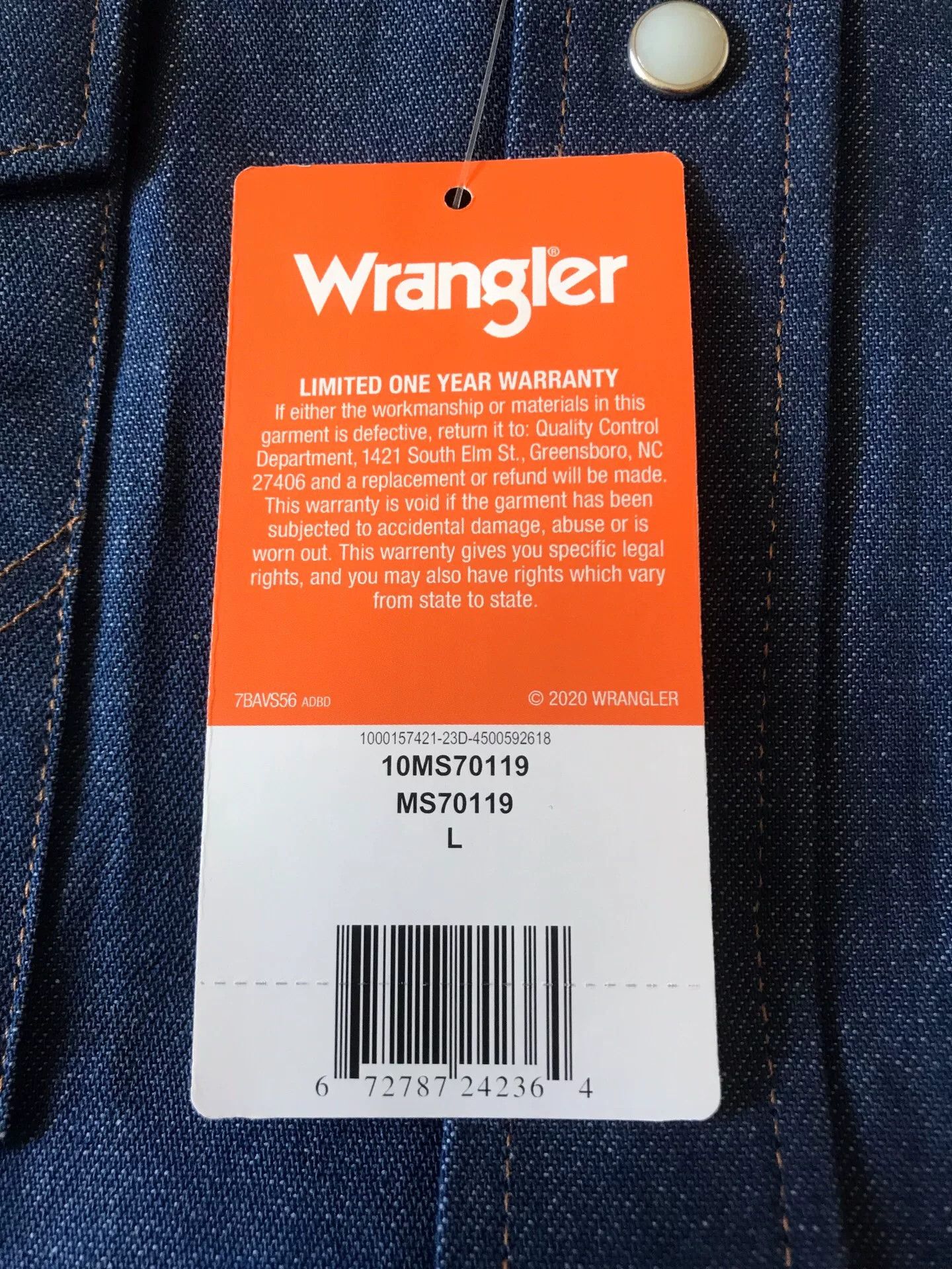 Wrangler Wrangler MS70119 Western Denim Shirt Size US L / EU 52-54 / 3 - 8 Thumbnail