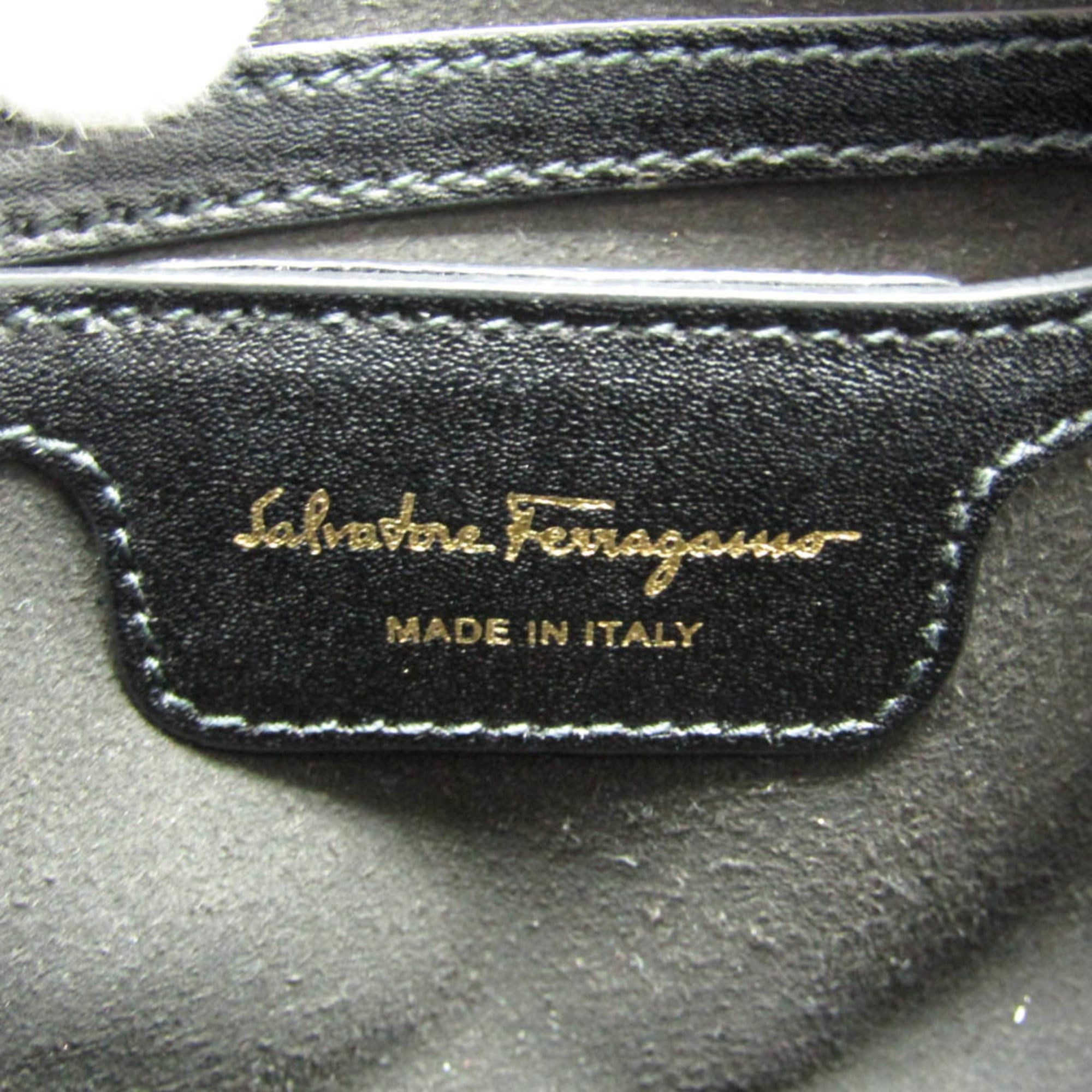 Salvatore Ferragamo Salvatore Ferragamo Vara AU-21 H498 Women's Leather Shoulder Bag Black Size ONE SIZE - 9 Thumbnail