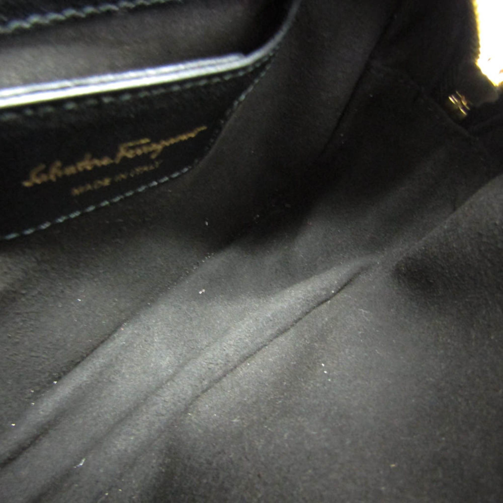 Salvatore Ferragamo Salvatore Ferragamo Vara AU-21 H498 Women's Leather Shoulder Bag Black Size ONE SIZE - 8 Thumbnail