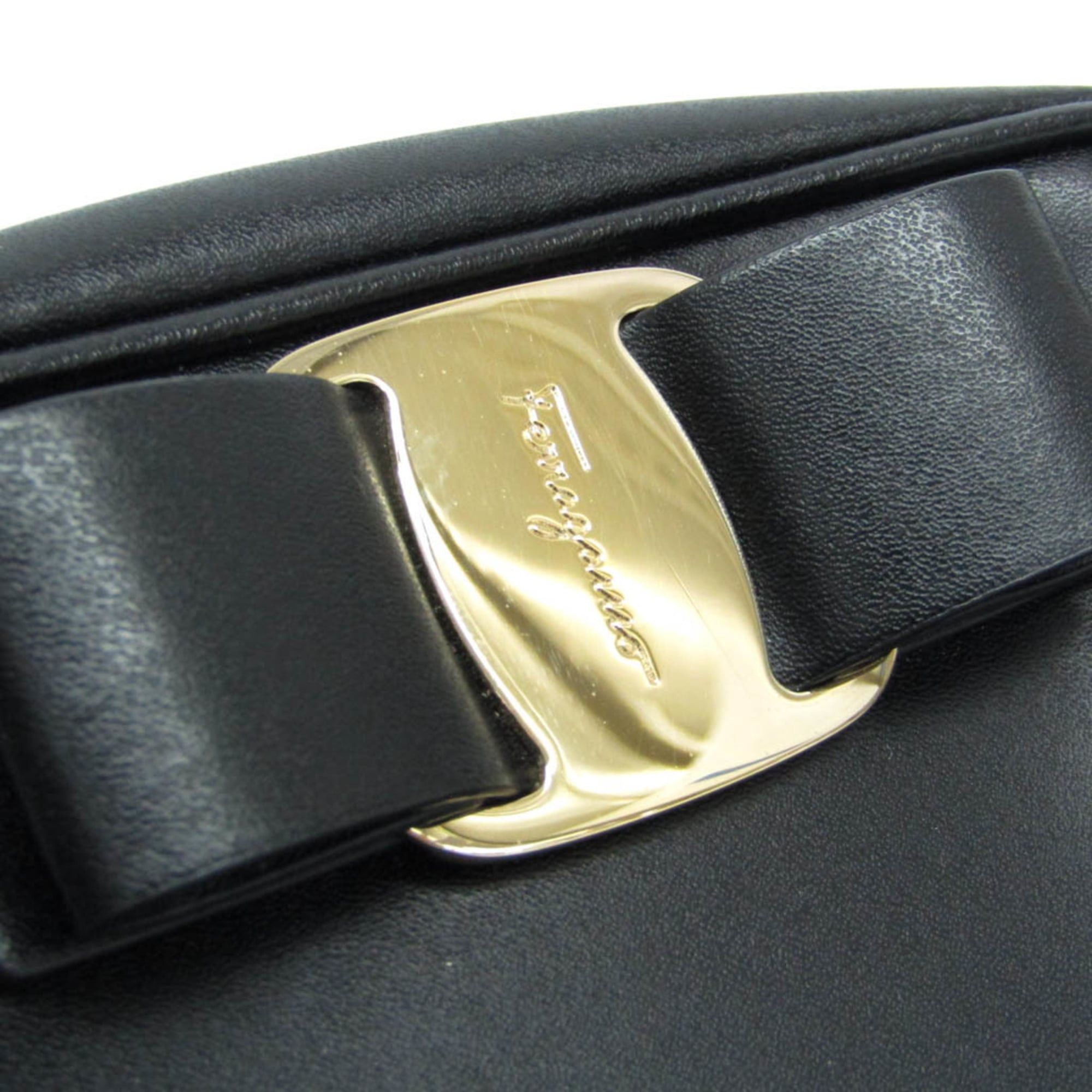 Salvatore Ferragamo Salvatore Ferragamo Vara AU-21 H498 Women's Leather Shoulder Bag Black Size ONE SIZE - 6 Thumbnail