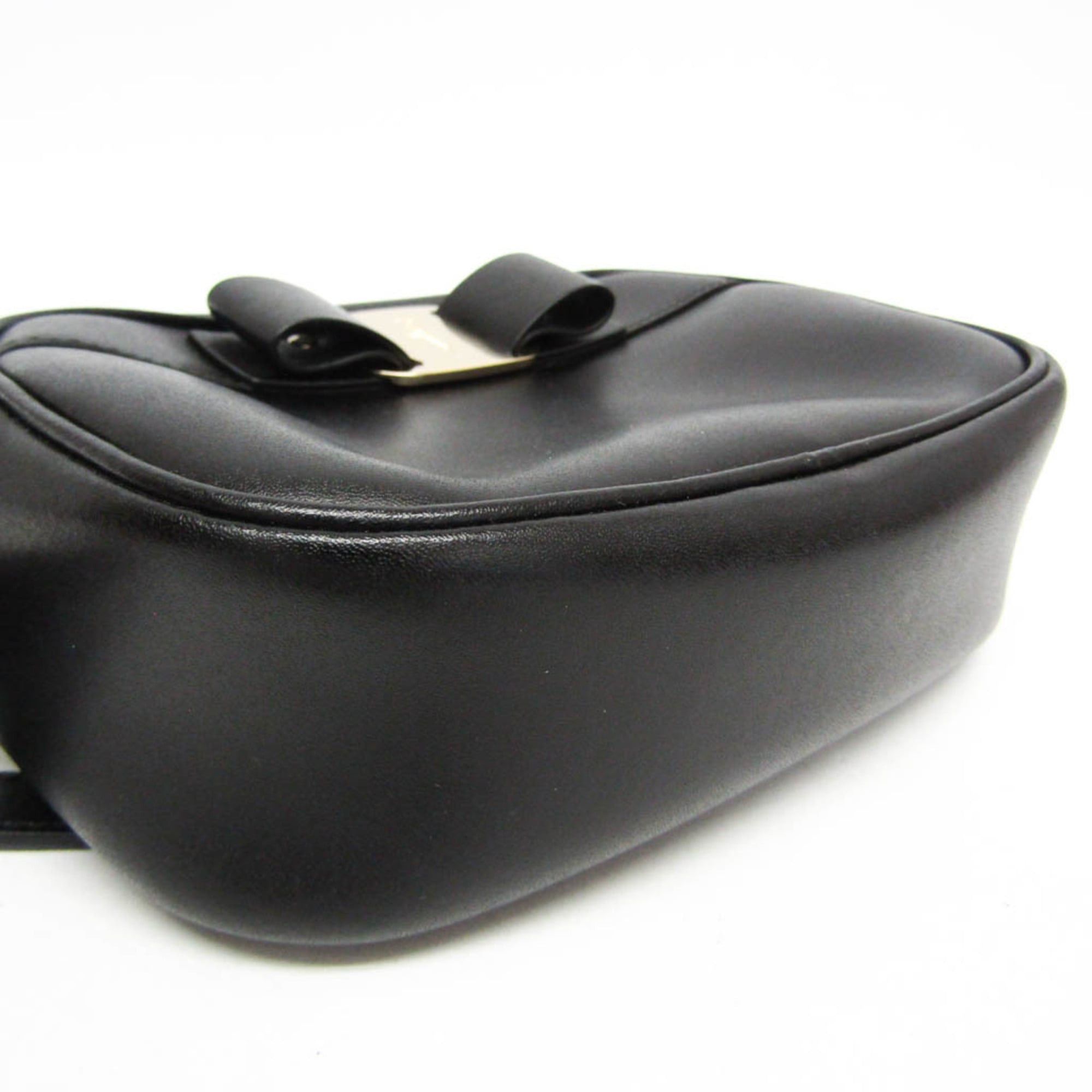 Salvatore Ferragamo Salvatore Ferragamo Vara AU-21 H498 Women's Leather Shoulder Bag Black Size ONE SIZE - 5 Thumbnail