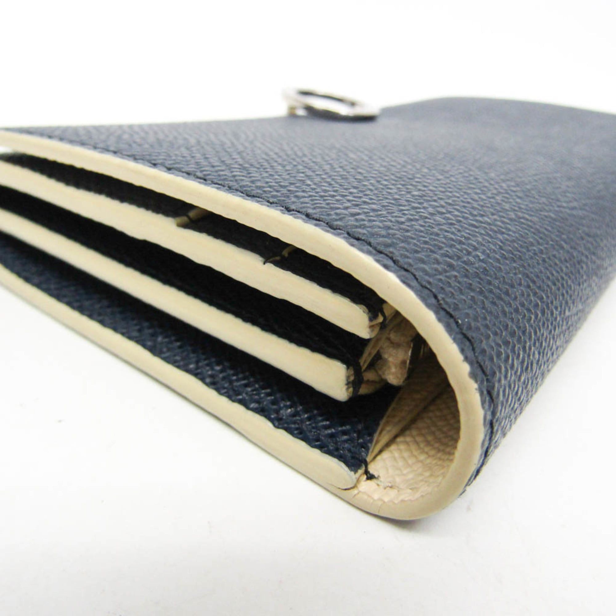 Bvlgari Bvlgari Women's Leather Long Wallet (bi-fold) Cream,Navy Size ONE SIZE - 8 Thumbnail