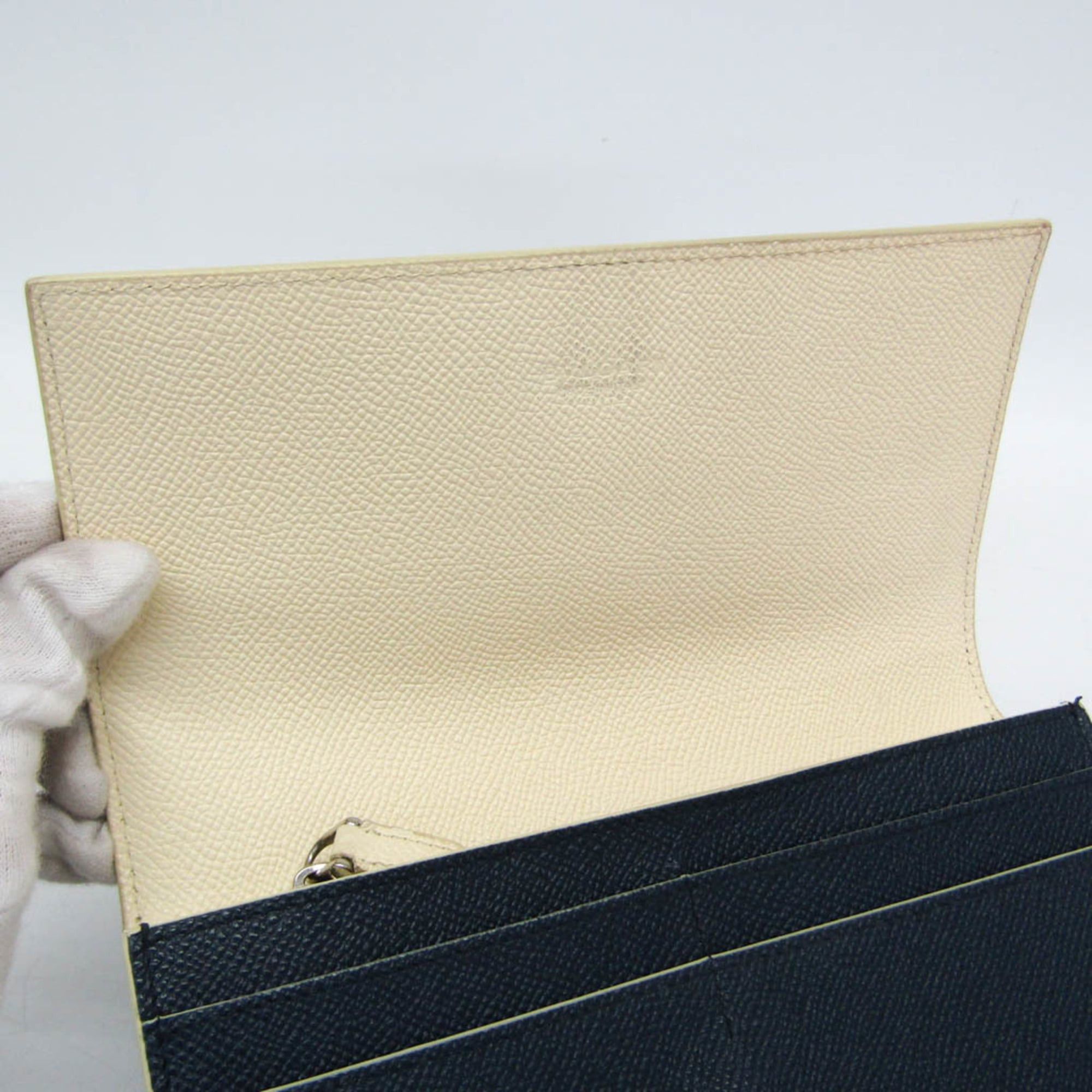 Bvlgari Bvlgari Women's Leather Long Wallet (bi-fold) Cream,Navy Size ONE SIZE - 11 Thumbnail
