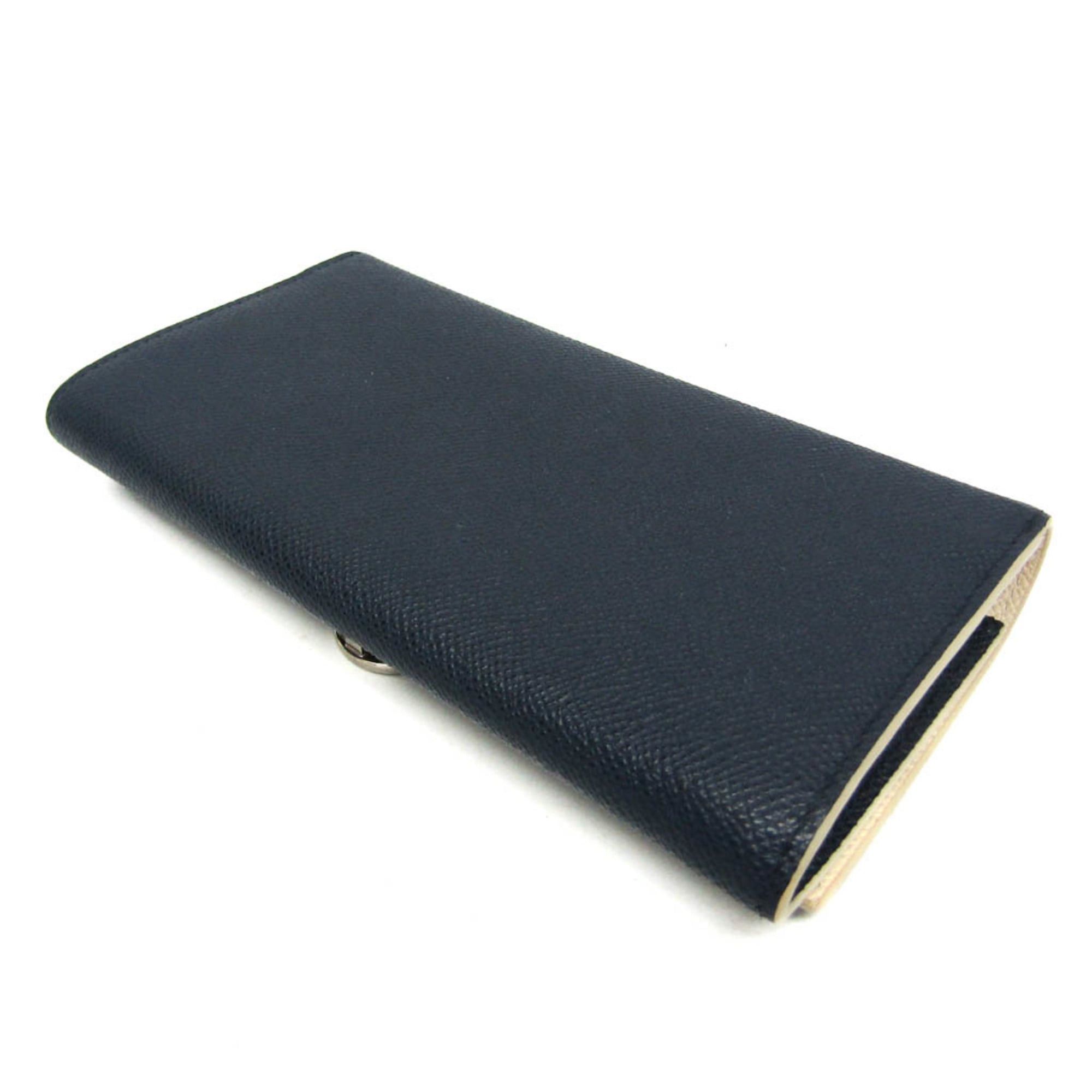Bvlgari Bvlgari Women's Leather Long Wallet (bi-fold) Cream,Navy Size ONE SIZE - 3 Thumbnail