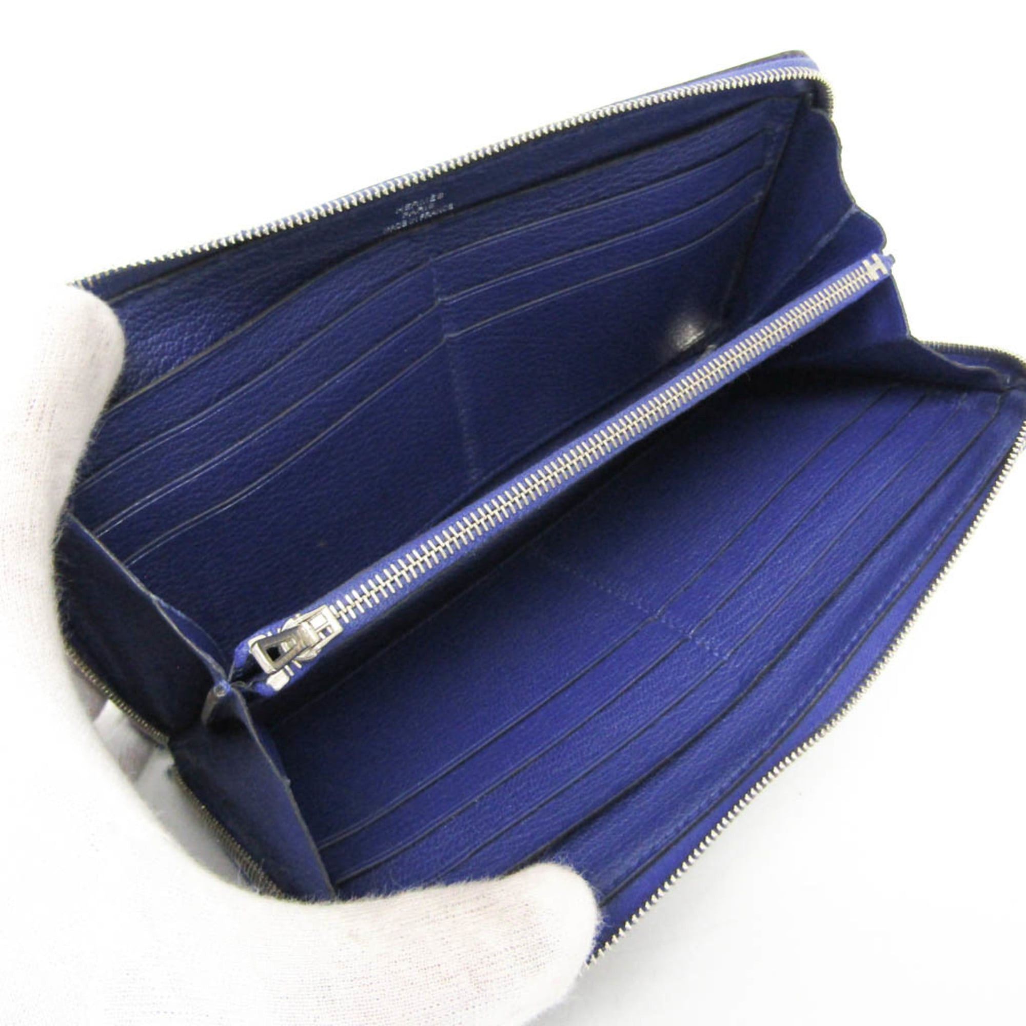 Hermes Hermes Azap Long Classic Men,Women Taurillon Clemence Leather Long Wallet (bi-fold) Navy Size ONE SIZE - 3 Thumbnail