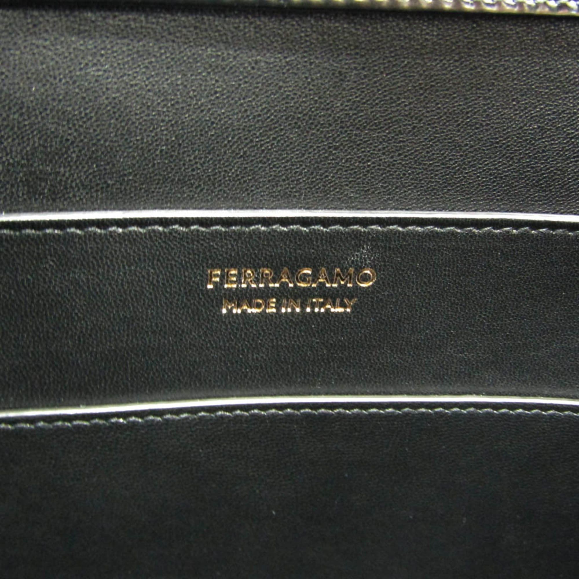 Salvatore Ferragamo Salvatore Ferragamo Gancini Wanda DH-21 3483 Women's Leather Handbag,Shoulder Bag Black Size ONE SIZE - 9 Thumbnail