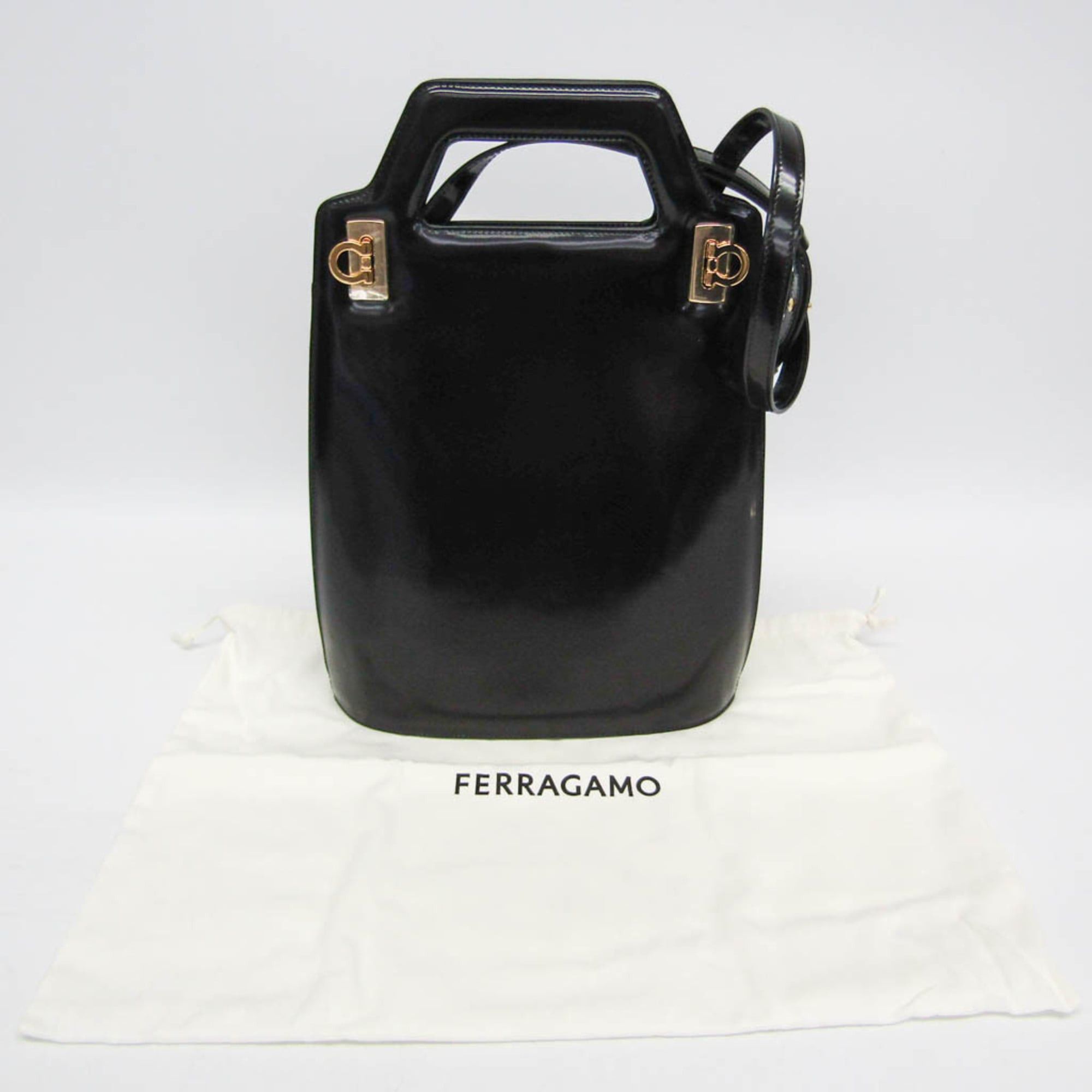 Salvatore Ferragamo Salvatore Ferragamo Gancini Wanda DH-21 3483 Women's Leather Handbag,Shoulder Bag Black Size ONE SIZE - 2 Thumbnail