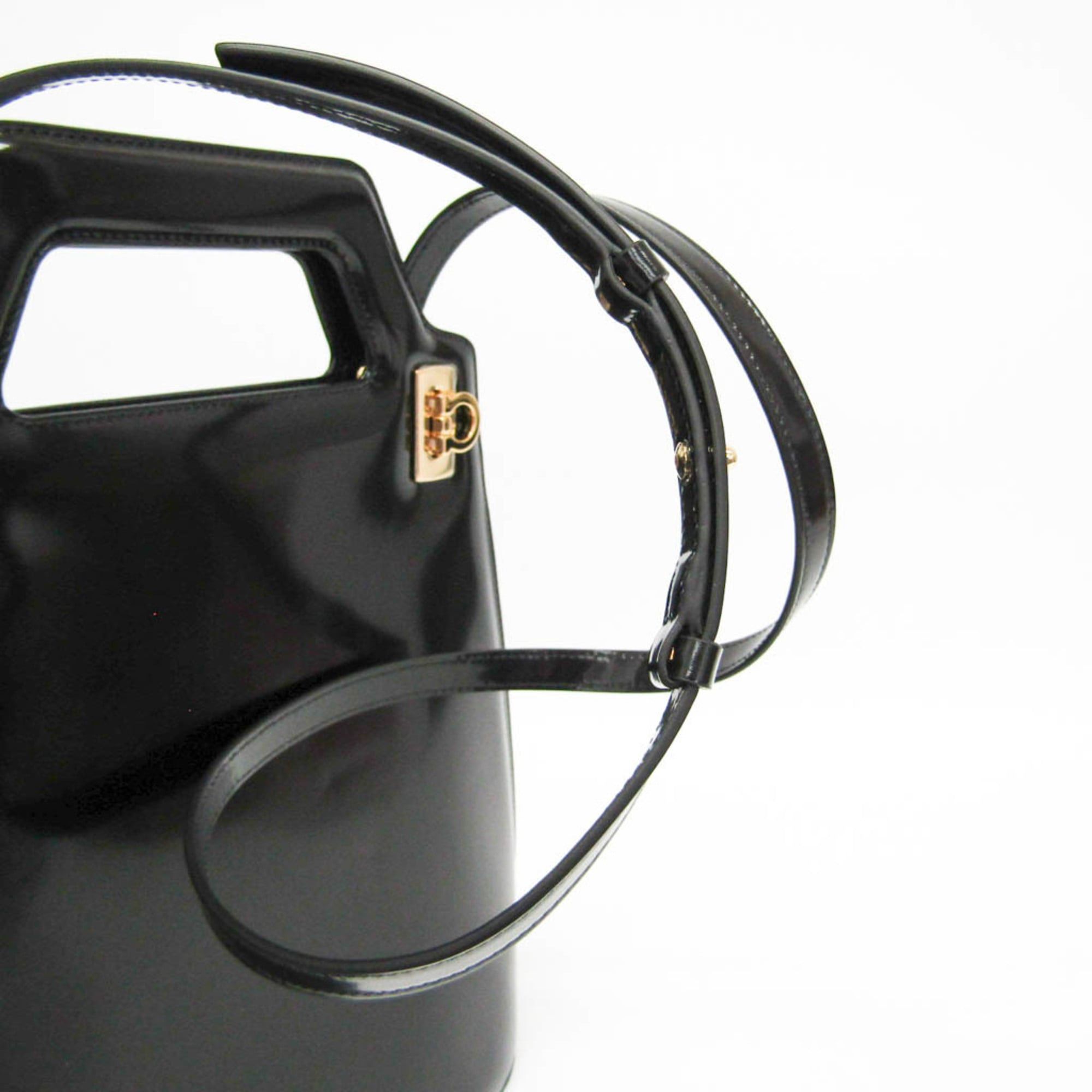 Salvatore Ferragamo Salvatore Ferragamo Gancini Wanda DH-21 3483 Women's Leather Handbag,Shoulder Bag Black Size ONE SIZE - 8 Thumbnail