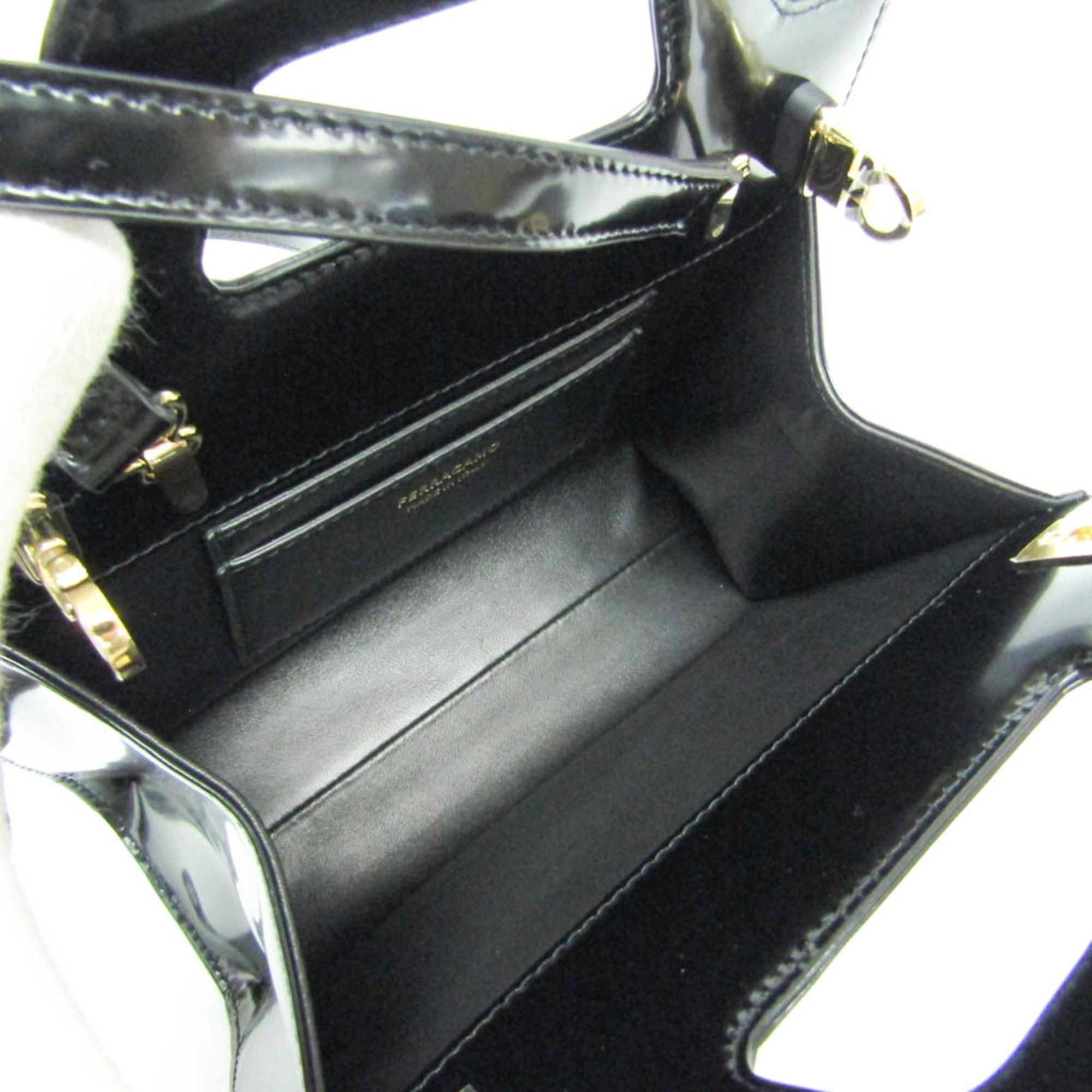 Salvatore Ferragamo Salvatore Ferragamo Gancini Wanda AU-21 3485 Women's Leather Handbag,Shoulder Bag Black Size ONE SIZE - 4 Thumbnail