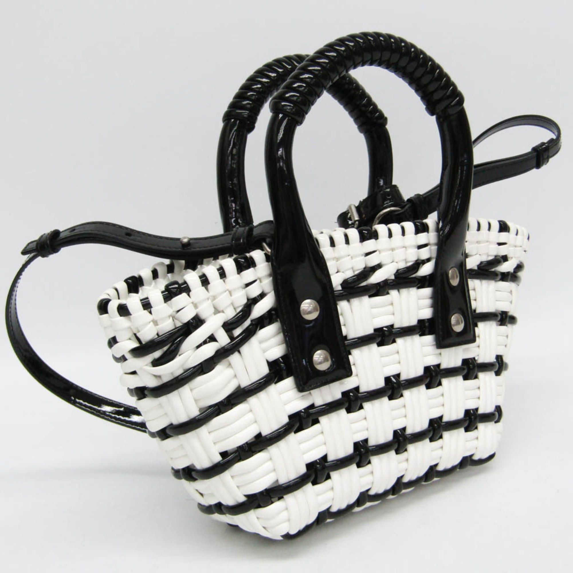 Balenciaga Balenciaga Bistro XXS 678028 Women's Leather Handbag,Shoulder Bag Black,White Size ONE SIZE - 10 Thumbnail