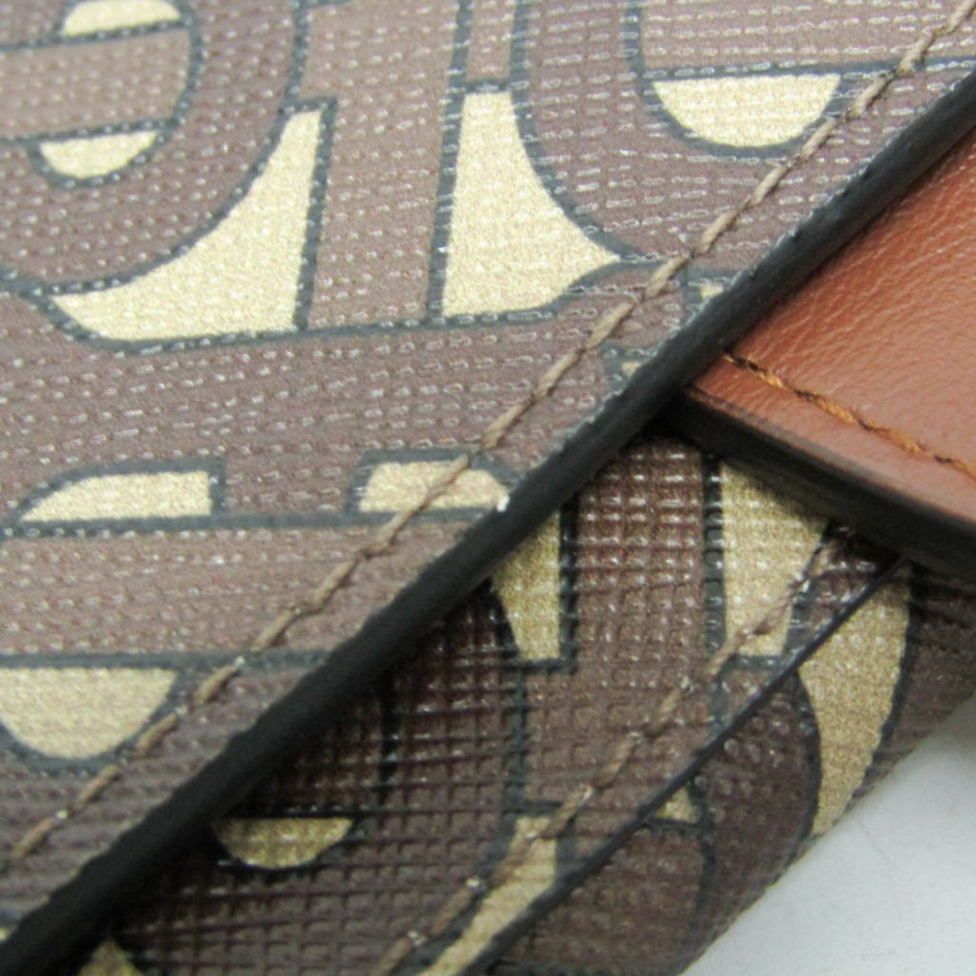 Burberry Burberry TB Monogram Men,Women PVC,Leather Clutch Bag,Handbag Brown Size ONE SIZE - 11 Thumbnail