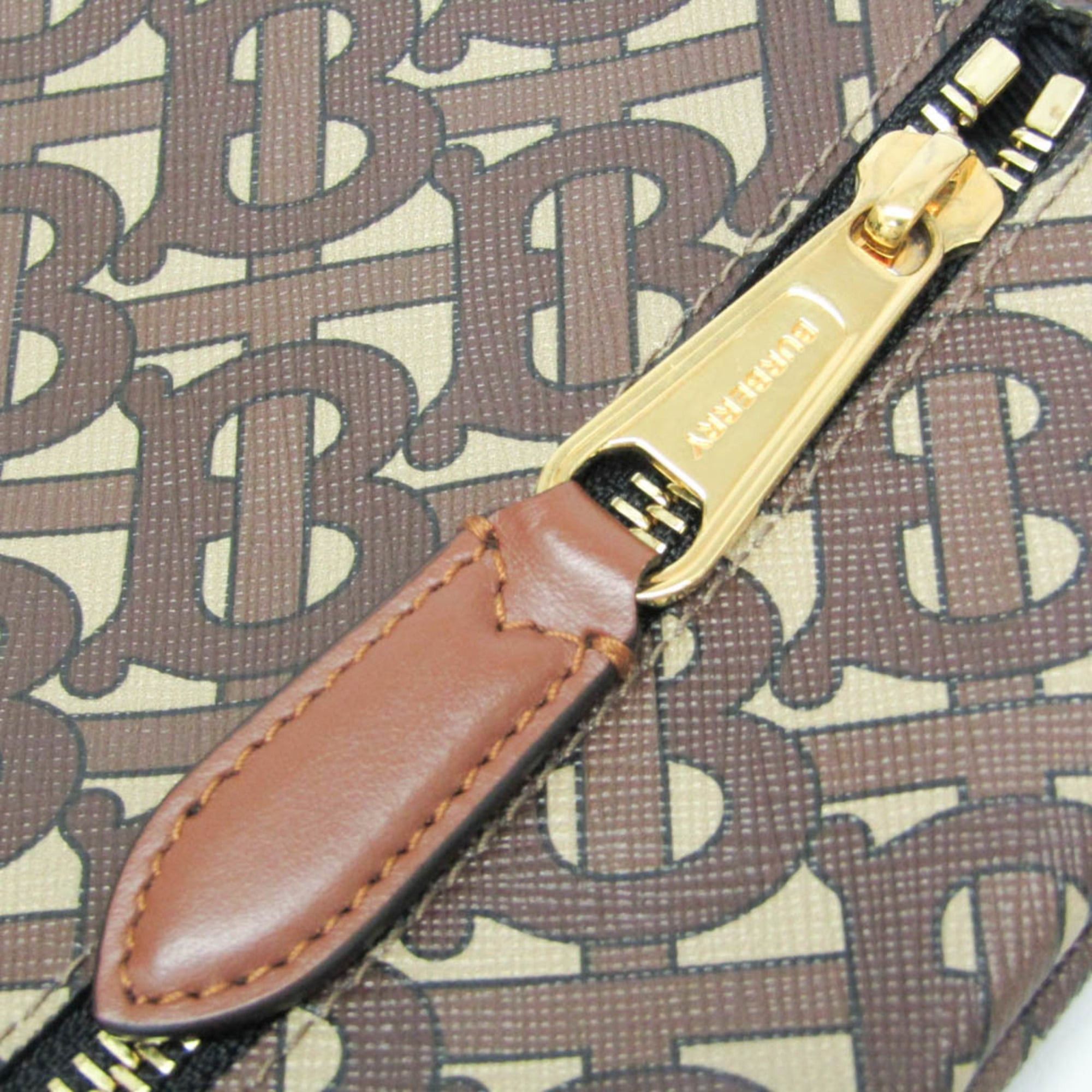 Burberry Burberry TB Monogram Men,Women PVC,Leather Clutch Bag,Handbag Brown Size ONE SIZE - 10 Thumbnail