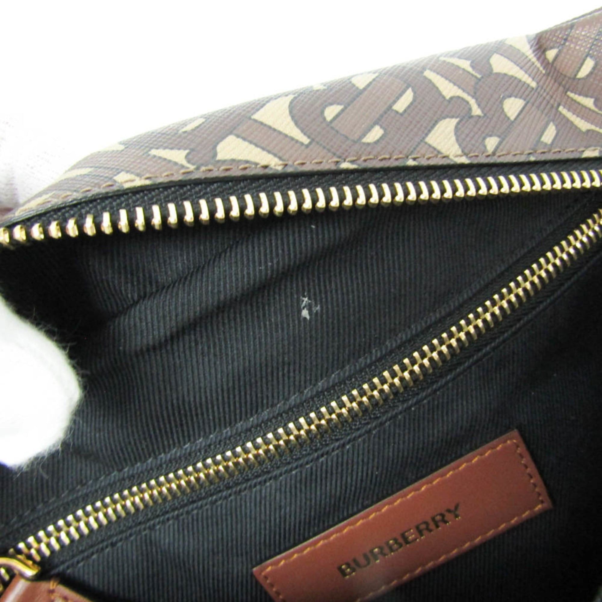 Burberry Burberry TB Monogram Men,Women PVC,Leather Clutch Bag,Handbag Brown Size ONE SIZE - 13 Thumbnail