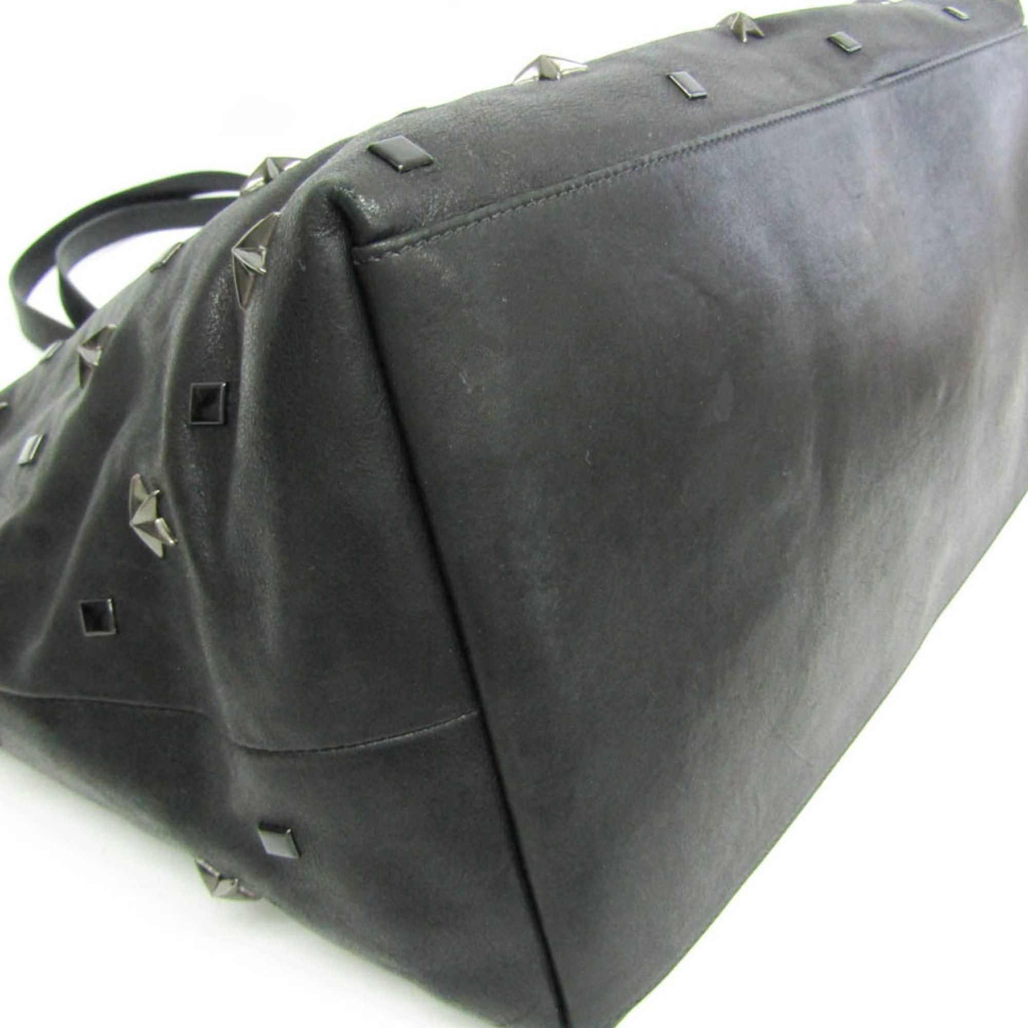 Jimmy Choo Jimmy Choo Pimlico Men,Women Leather Studded Tote Bag Black Size ONE SIZE - 4 Thumbnail
