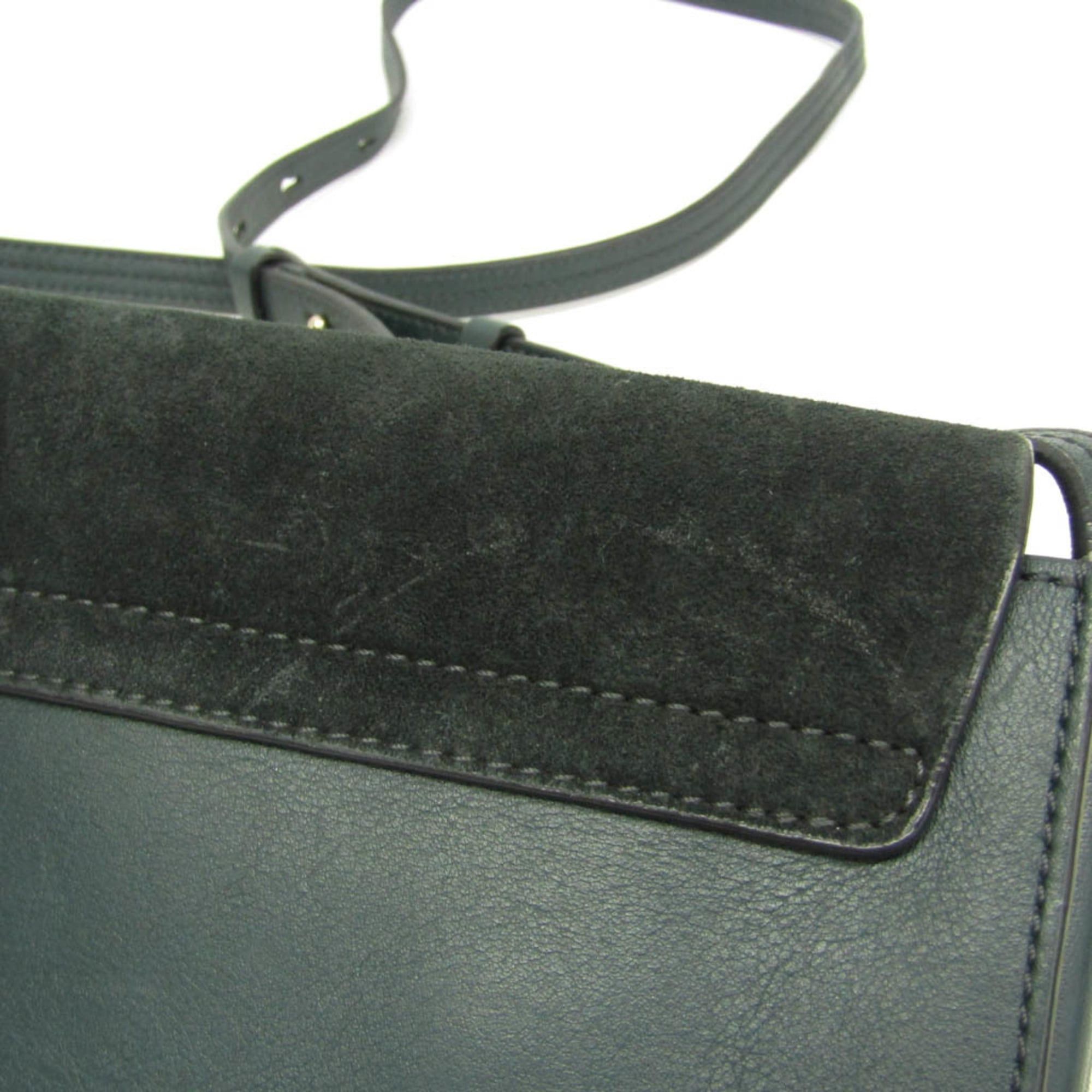 Chloe Chloé Faye Women's Leather,Suede Shoulder Bag Dark Green Size ONE SIZE - 6 Thumbnail