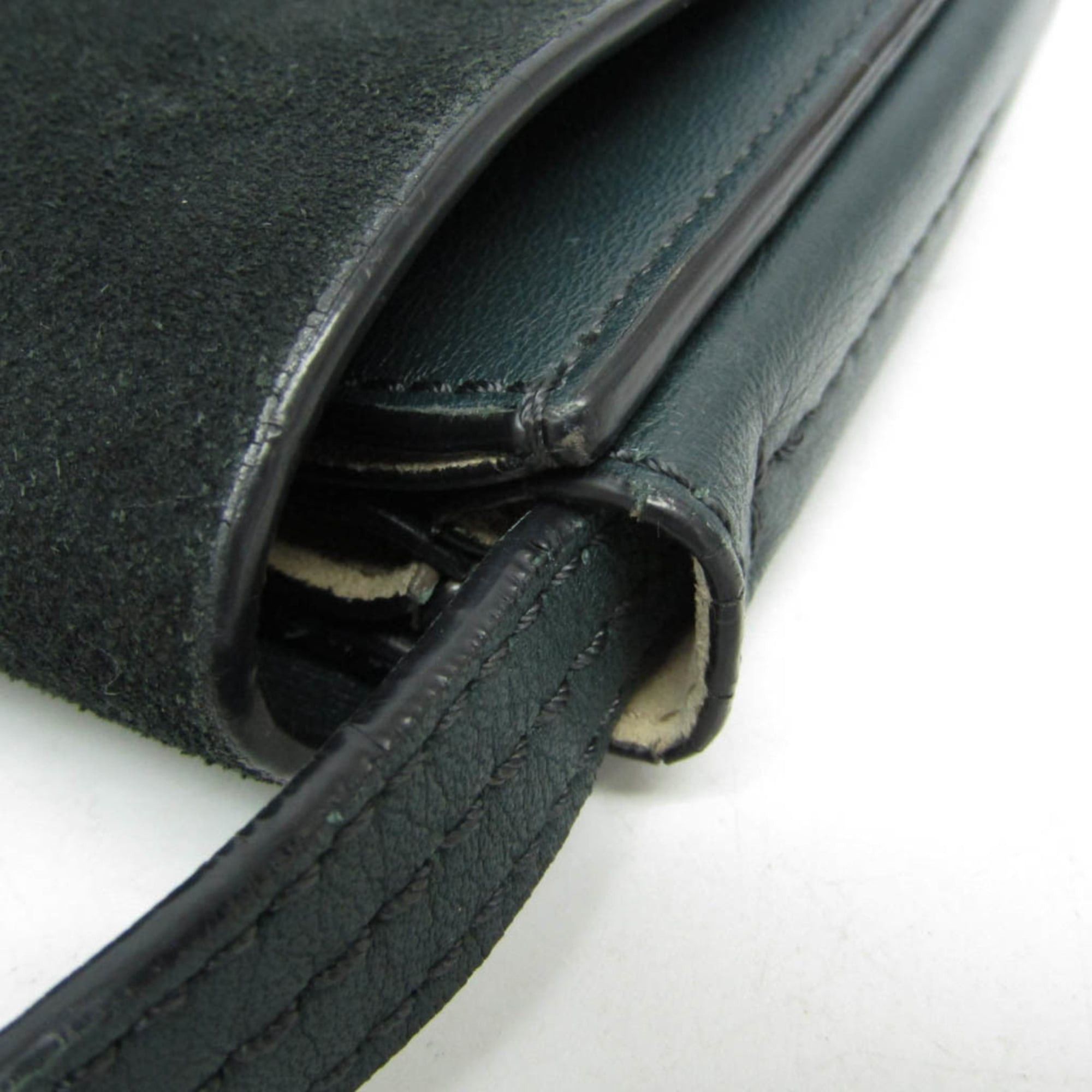 Chloe Chloé Faye Women's Leather,Suede Shoulder Bag Dark Green Size ONE SIZE - 7 Thumbnail