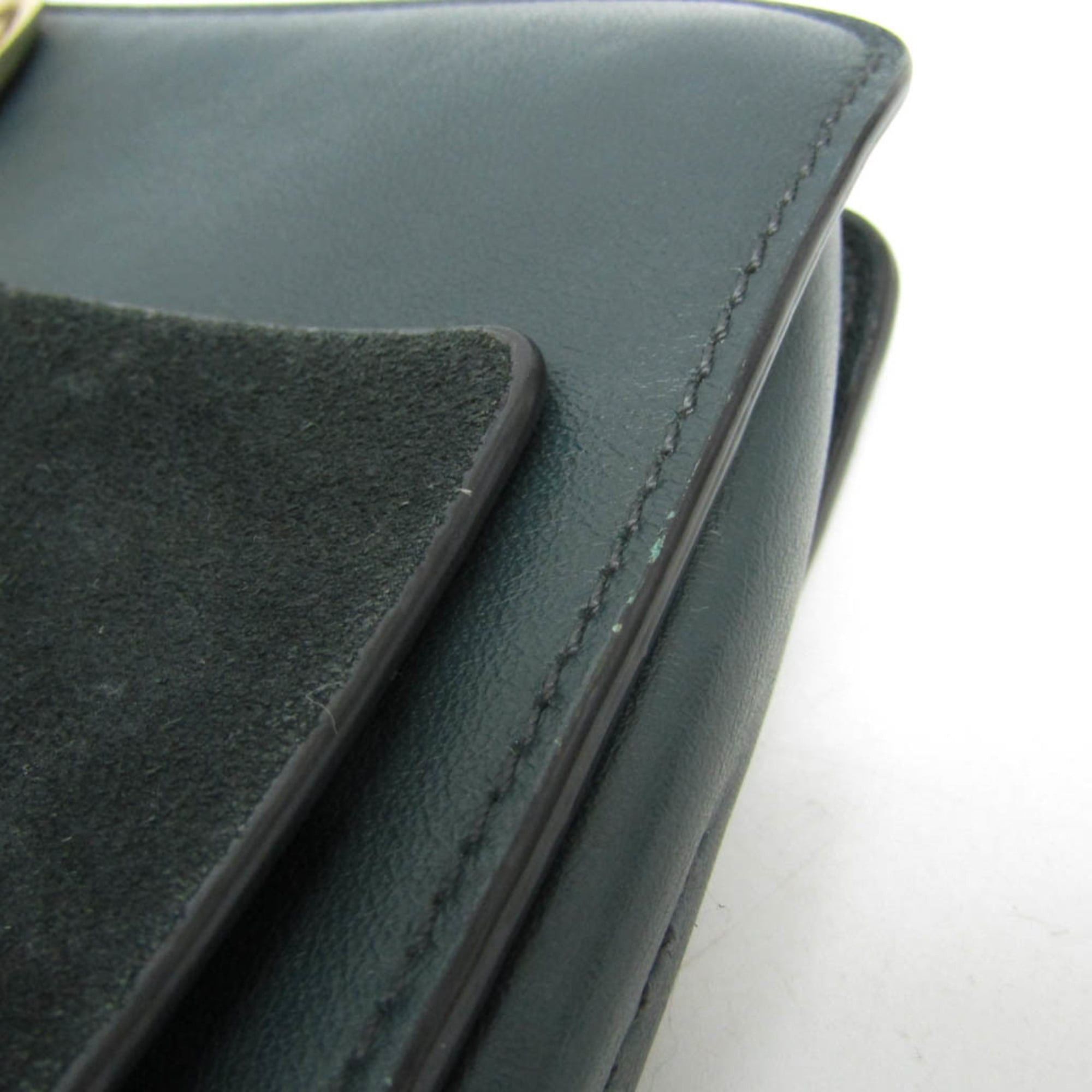 Chloe Chloé Faye Women's Leather,Suede Shoulder Bag Dark Green Size ONE SIZE - 8 Thumbnail