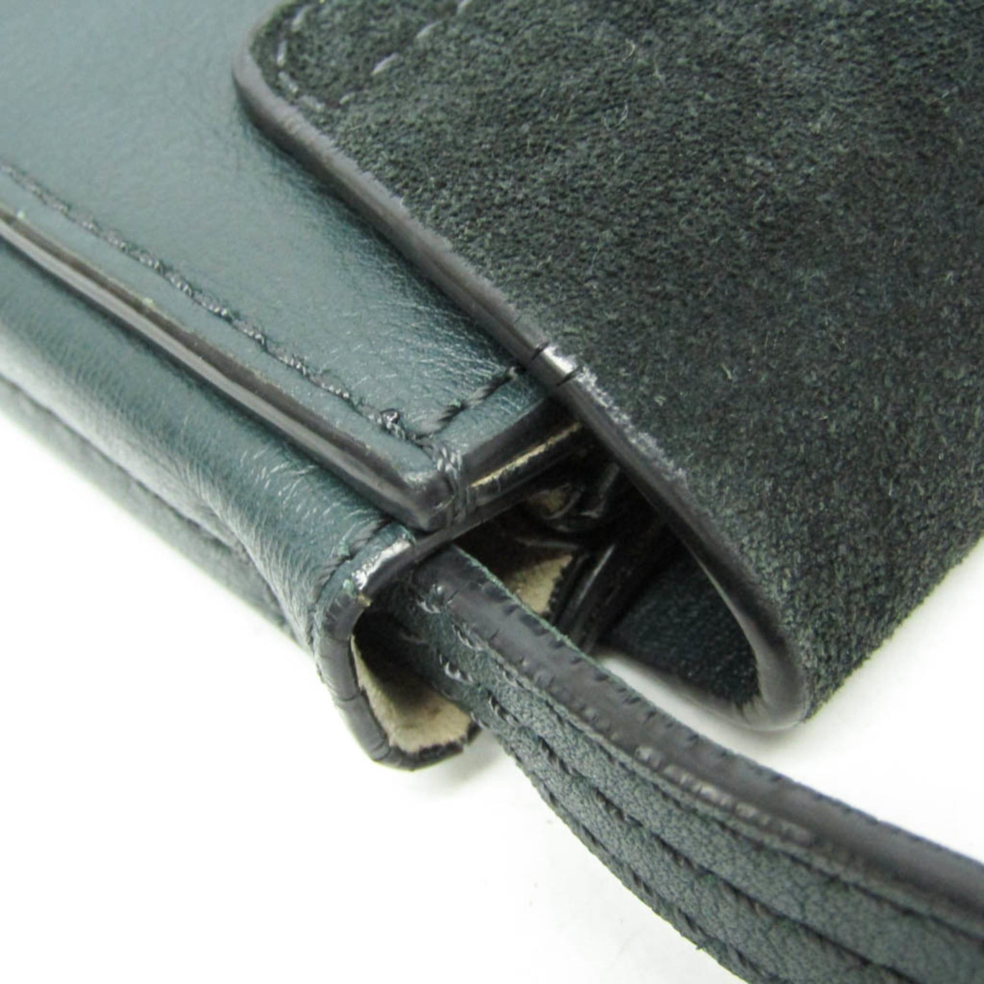 Chloe Chloé Faye Women's Leather,Suede Shoulder Bag Dark Green Size ONE SIZE - 9 Thumbnail