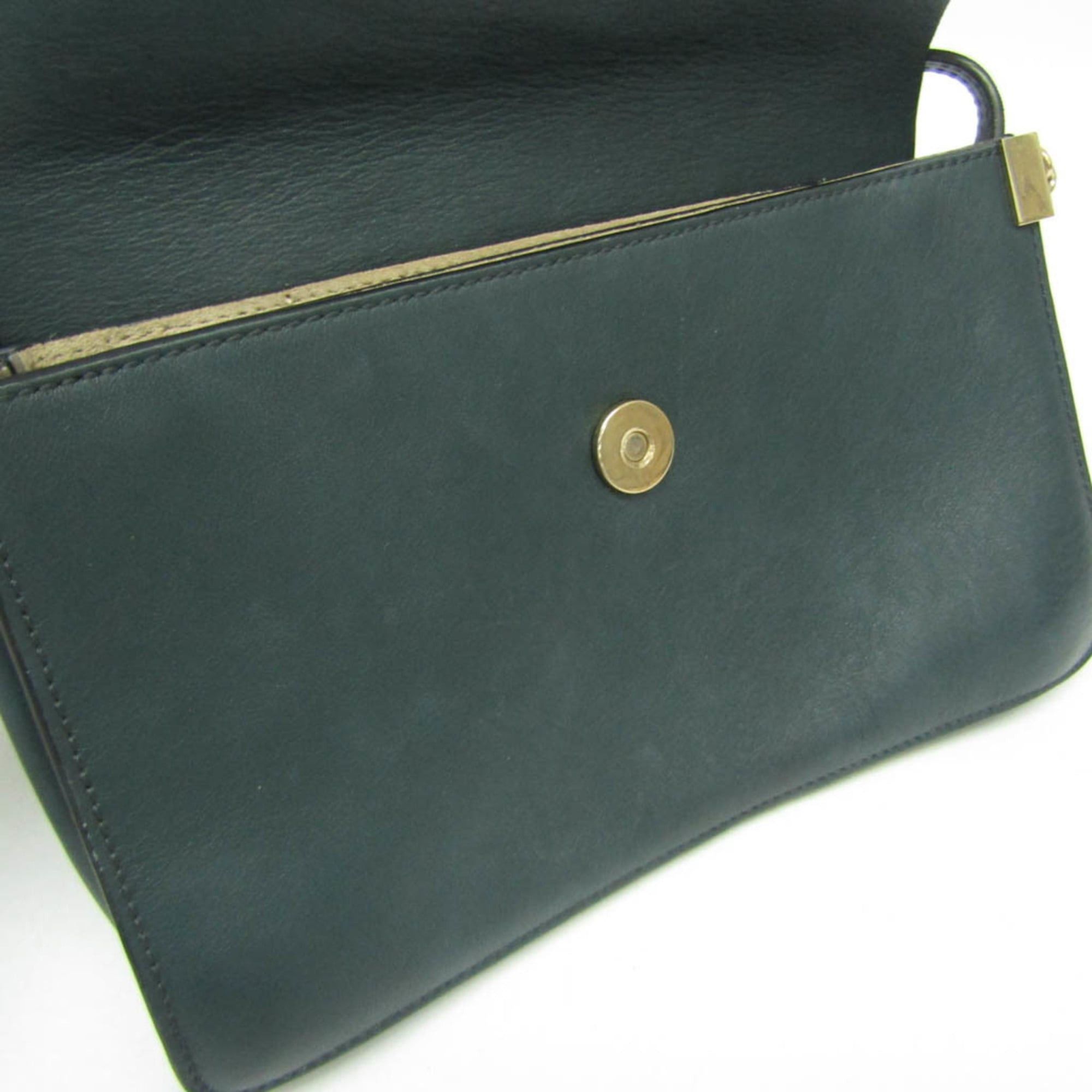 Chloe Chloé Faye Women's Leather,Suede Shoulder Bag Dark Green Size ONE SIZE - 14 Thumbnail