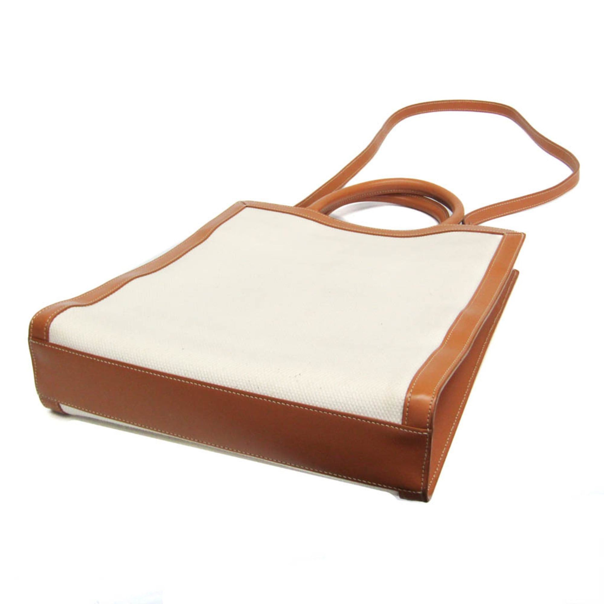 Celine Celine Small Vertical Cabas 192082BNZ.02NT Women's Canvas,Leather Handbag,Shoulder Bag,Tote Bag Camel,Off-white Size ONE SIZE - 2 Thumbnail