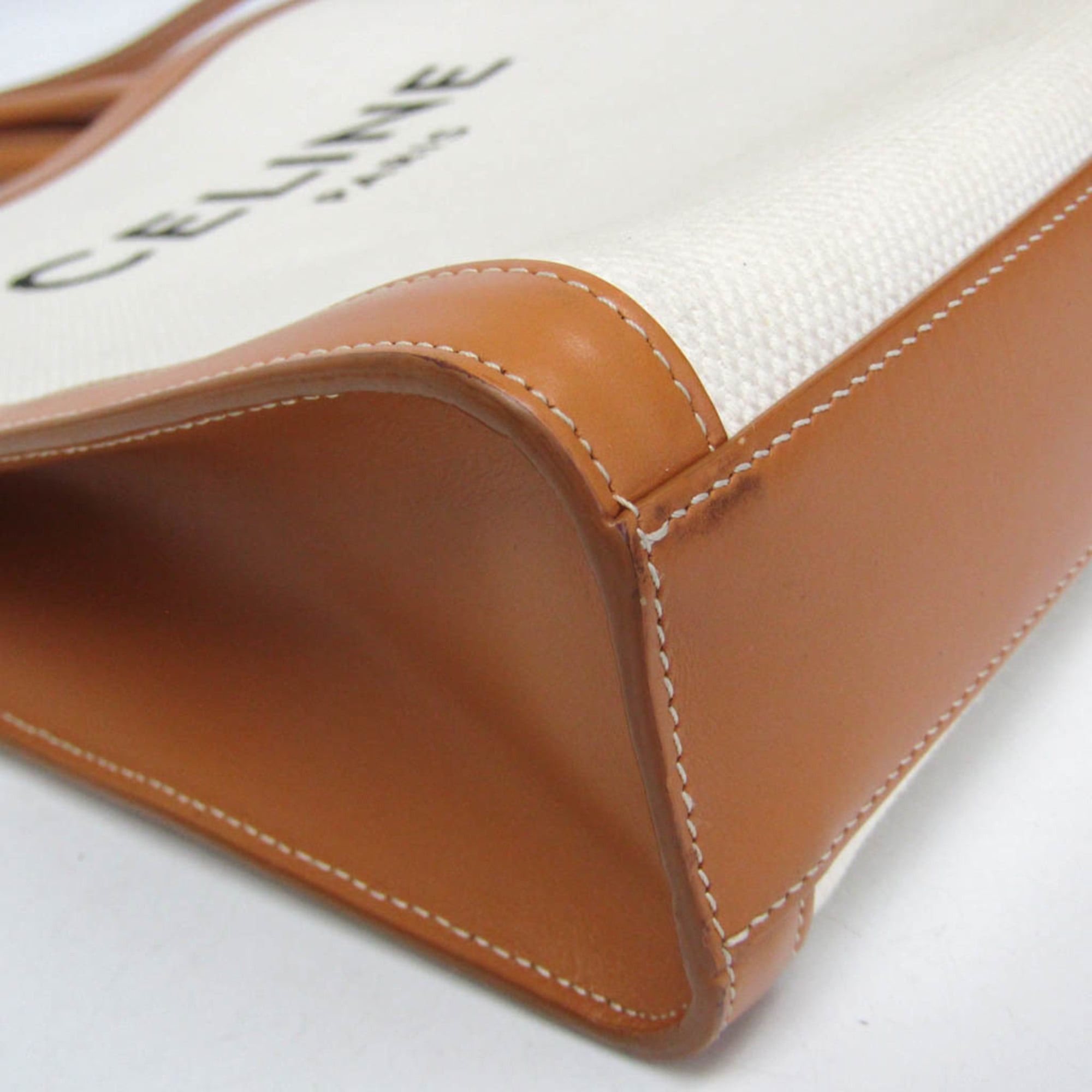 Celine Celine Small Vertical Cabas 192082BNZ.02NT Women's Canvas,Leather Handbag,Shoulder Bag,Tote Bag Camel,Off-white Size ONE SIZE - 6 Thumbnail