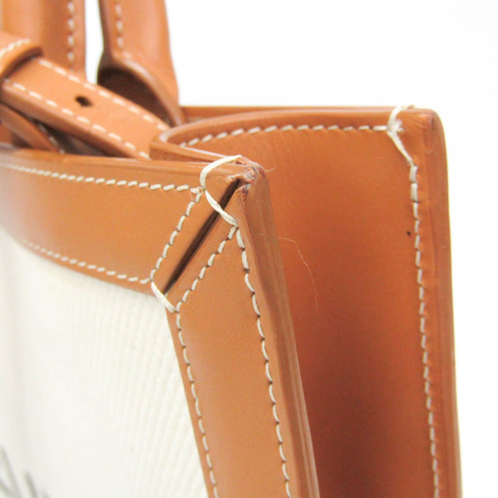 Celine Celine Small Vertical Cabas 192082BNZ.02NT Women's Canvas,Leather Handbag,Shoulder Bag,Tote Bag Camel,Off-white Size ONE SIZE - 7 Thumbnail