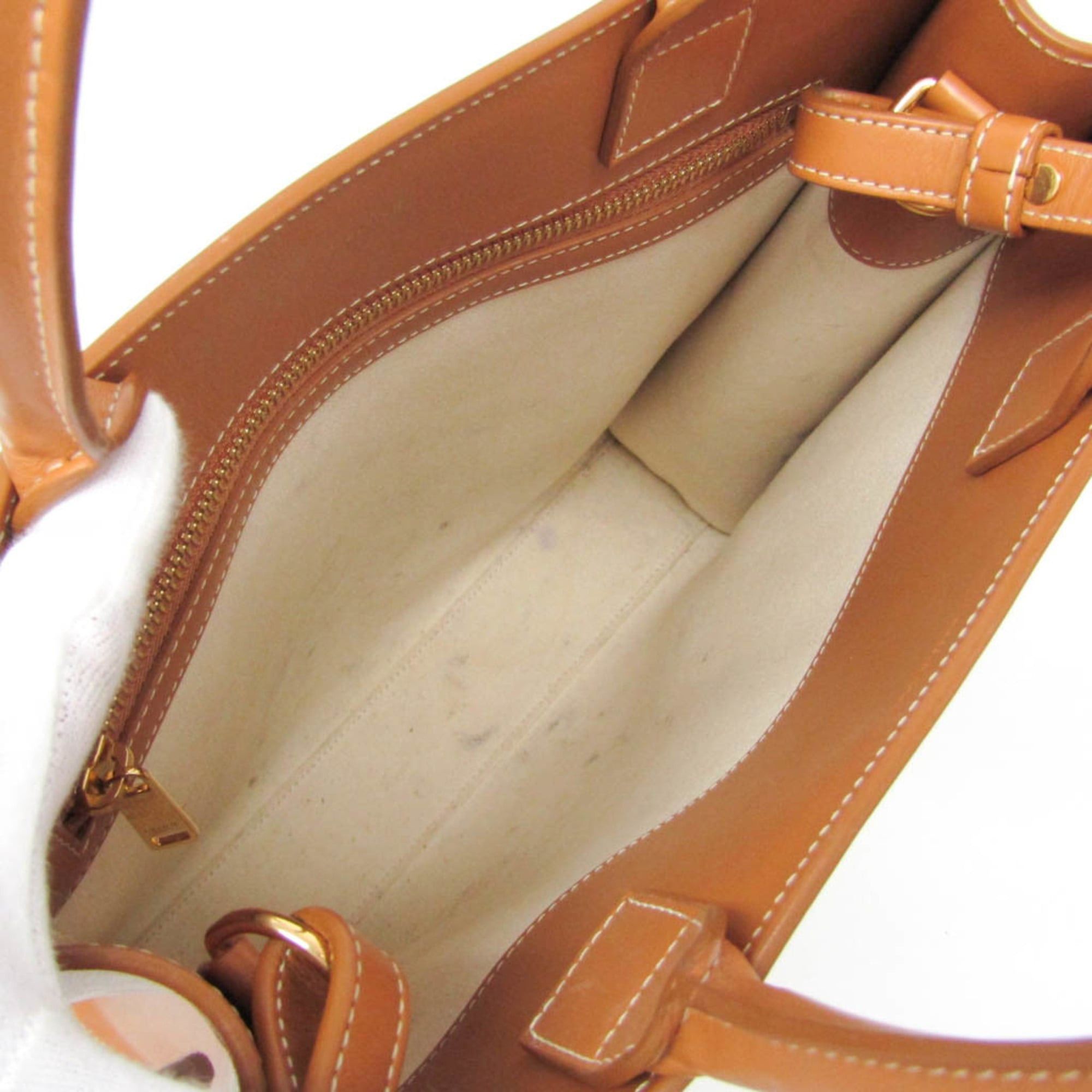 Celine Celine Small Vertical Cabas 192082BNZ.02NT Women's Canvas,Leather Handbag,Shoulder Bag,Tote Bag Camel,Off-white Size ONE SIZE - 3 Thumbnail