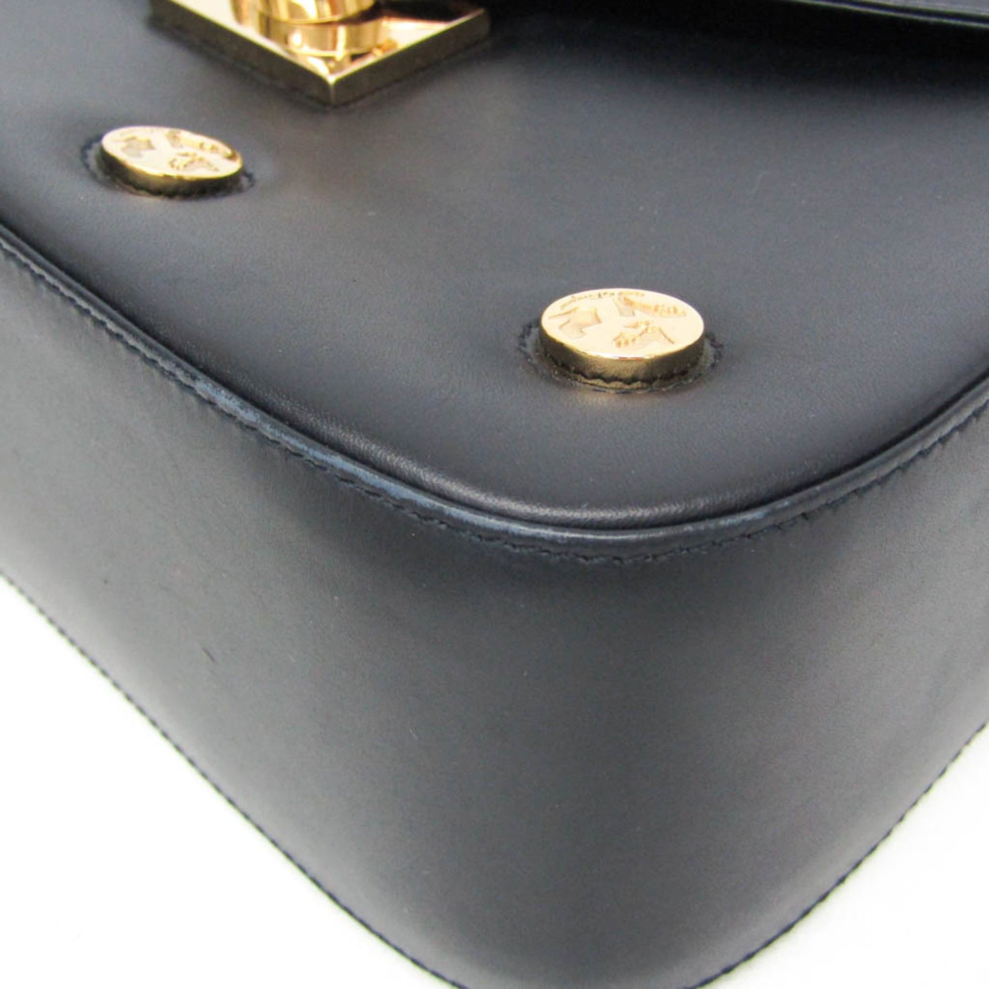 Salvatore Ferragamo Salvatore Ferragamo Icon Studs DQ-21 7187 Women's Leather Shoulder Bag Black Size ONE SIZE - 4 Thumbnail