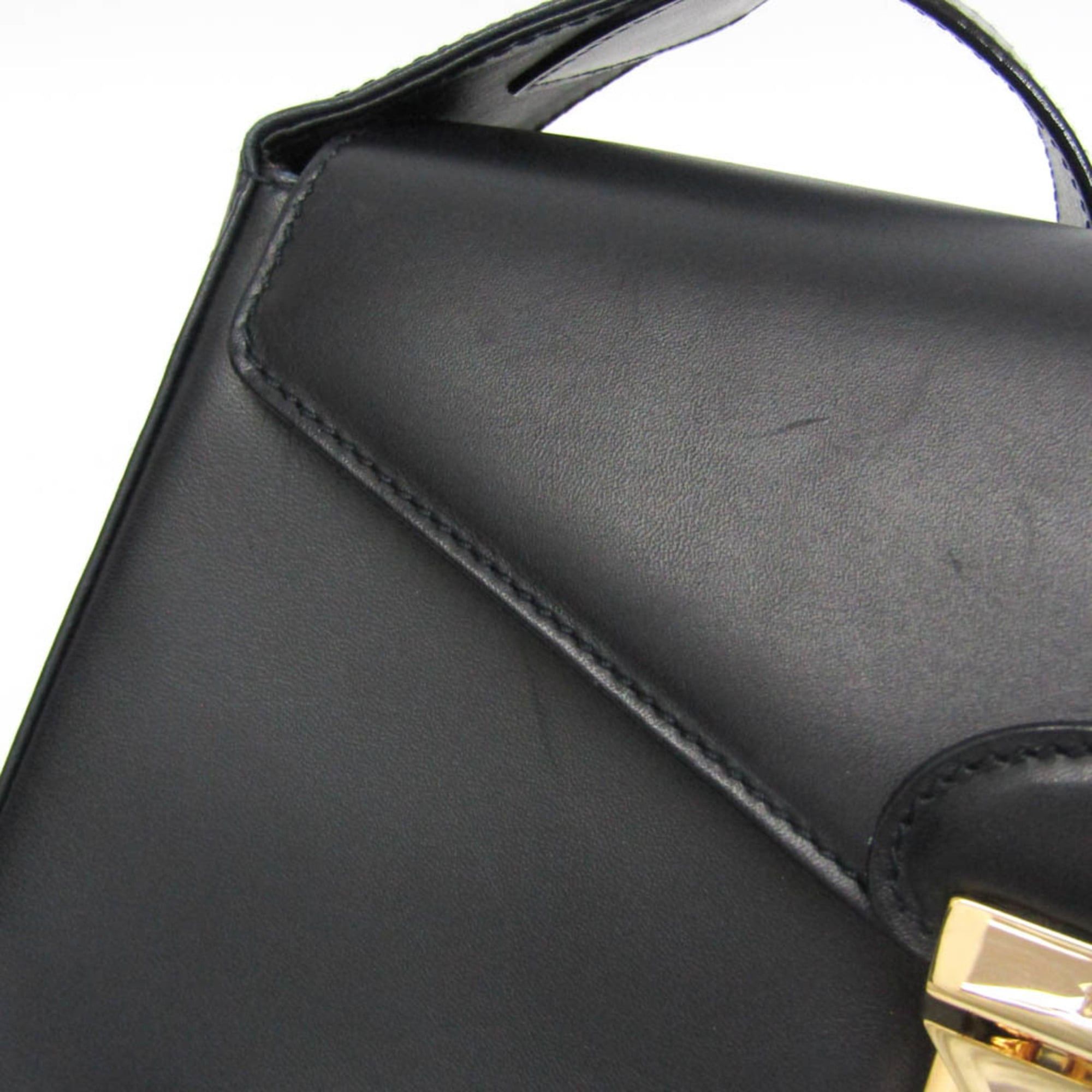 Salvatore Ferragamo Salvatore Ferragamo Icon Studs DQ-21 7187 Women's Leather Shoulder Bag Black Size ONE SIZE - 13 Thumbnail