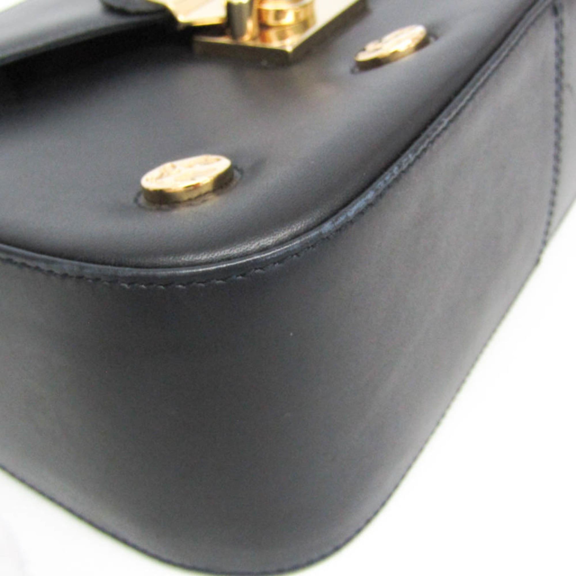 Salvatore Ferragamo Salvatore Ferragamo Icon Studs DQ-21 7187 Women's Leather Shoulder Bag Black Size ONE SIZE - 5 Thumbnail
