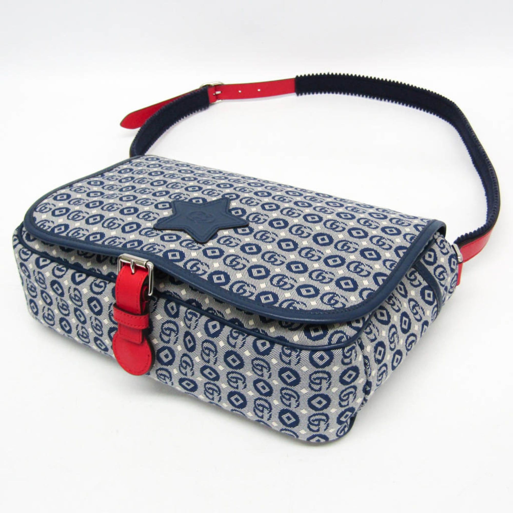 Gucci Gucci Children Interlocking G 664143 Boys,Girls Canvas,Leather Shoulder Bag Blue,Red Color Size ONE SIZE - 4 Thumbnail