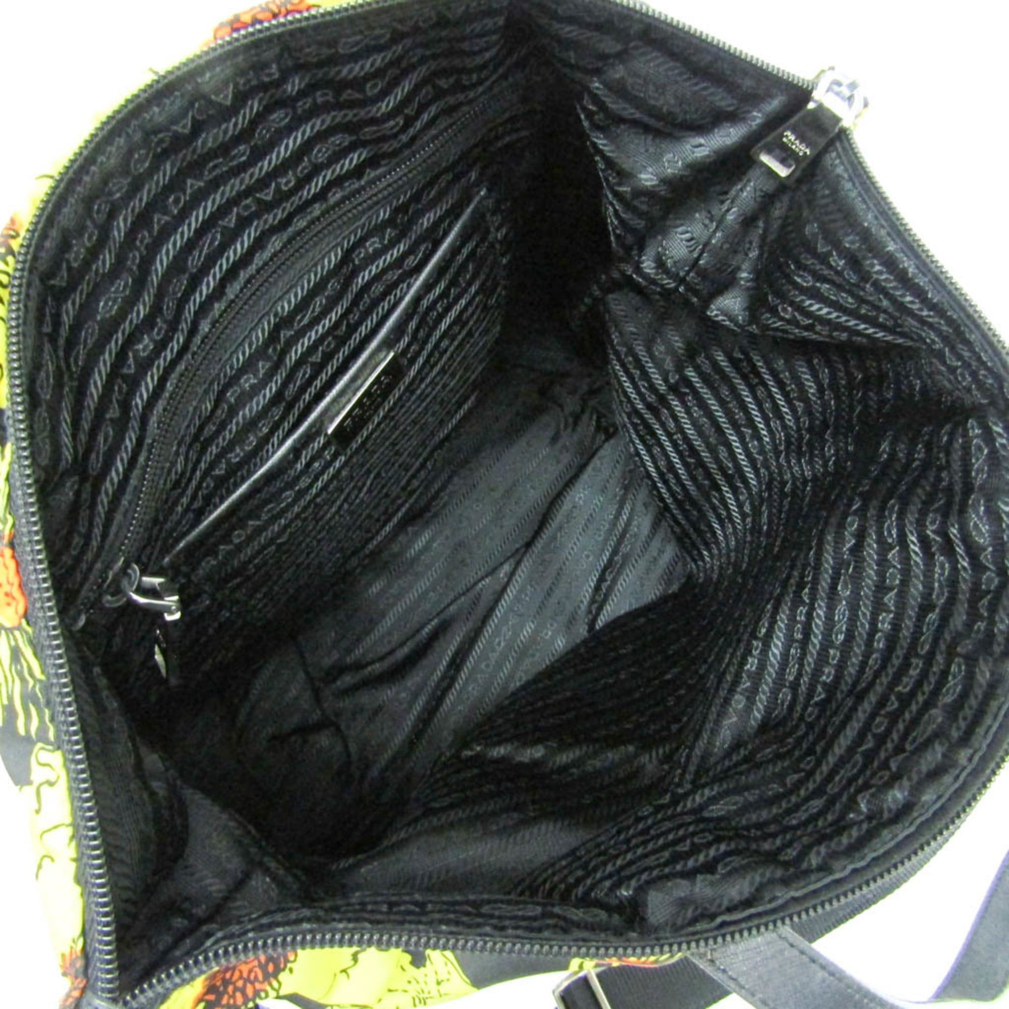 Prada Prada TESSUTO Floral Print Women's Nylon Shoulder Bag,Tote Bag Black,Yellow Size ONE SIZE - 3 Thumbnail