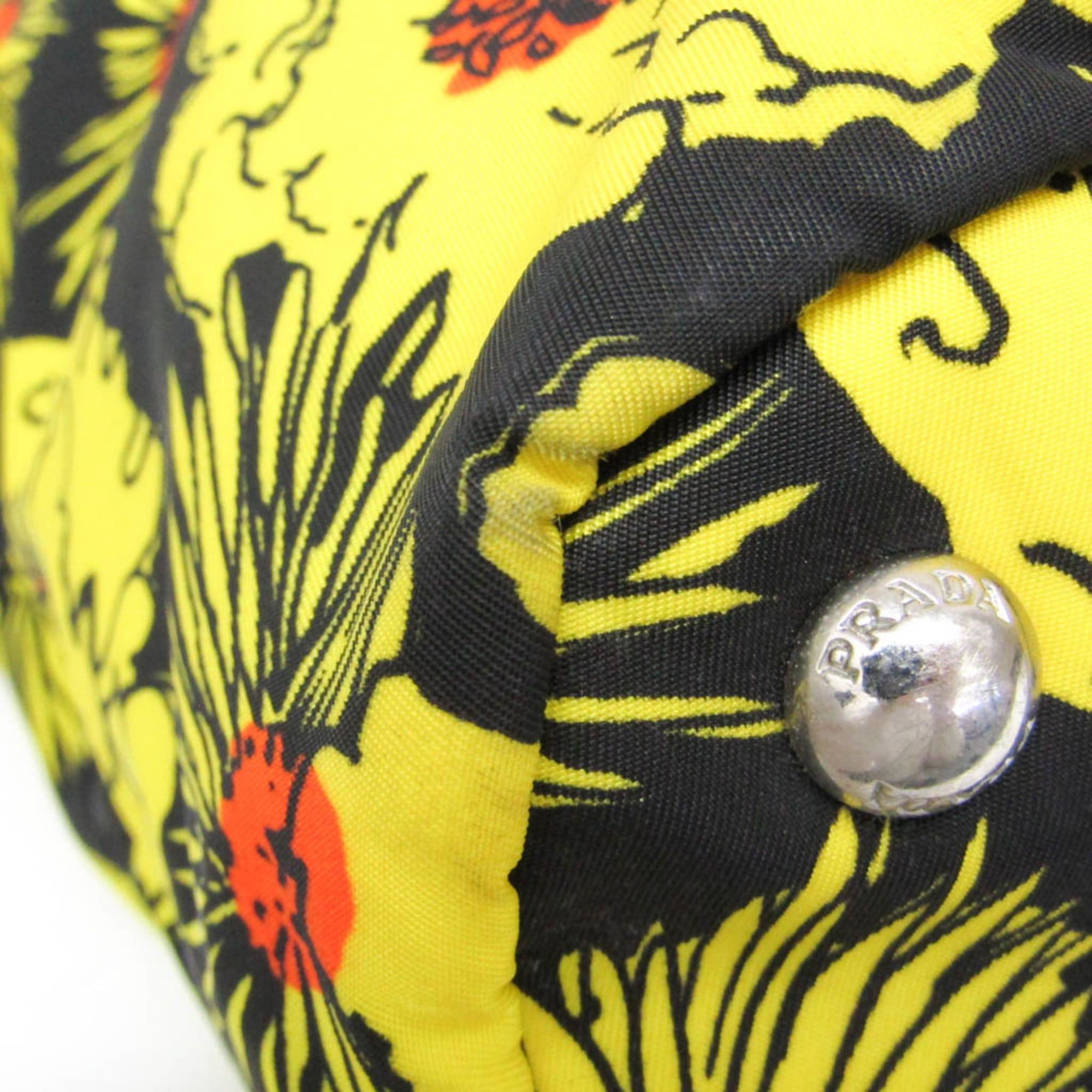 Prada Prada TESSUTO Floral Print Women's Nylon Shoulder Bag,Tote Bag Black,Yellow Size ONE SIZE - 4 Thumbnail
