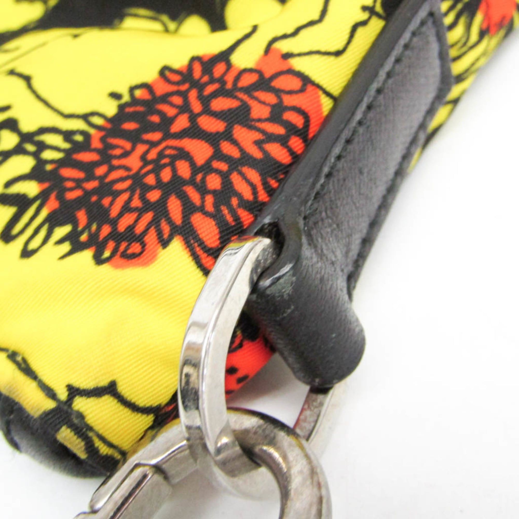 Prada Prada TESSUTO Floral Print Women's Nylon Shoulder Bag,Tote Bag Black,Yellow Size ONE SIZE - 9 Thumbnail