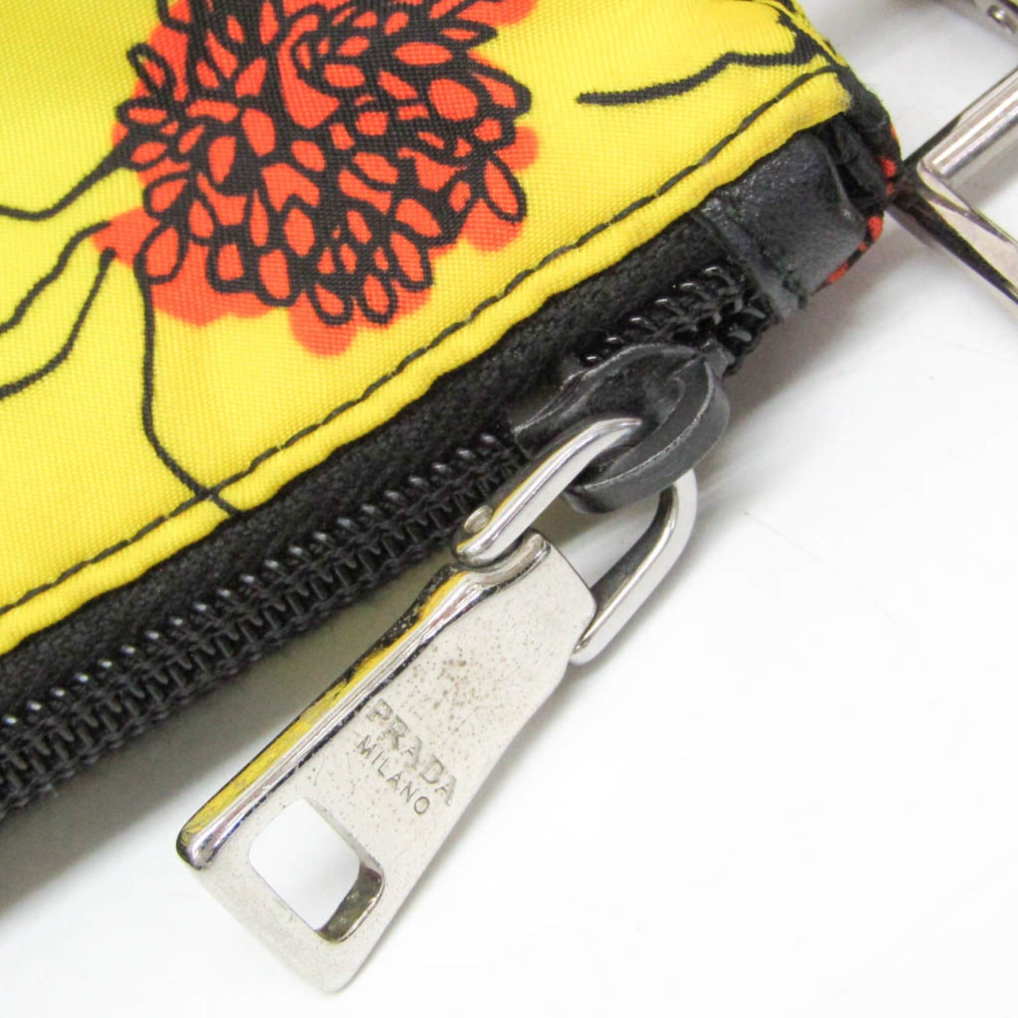 Prada Prada TESSUTO Floral Print Women's Nylon Shoulder Bag,Tote Bag Black,Yellow Size ONE SIZE - 11 Thumbnail