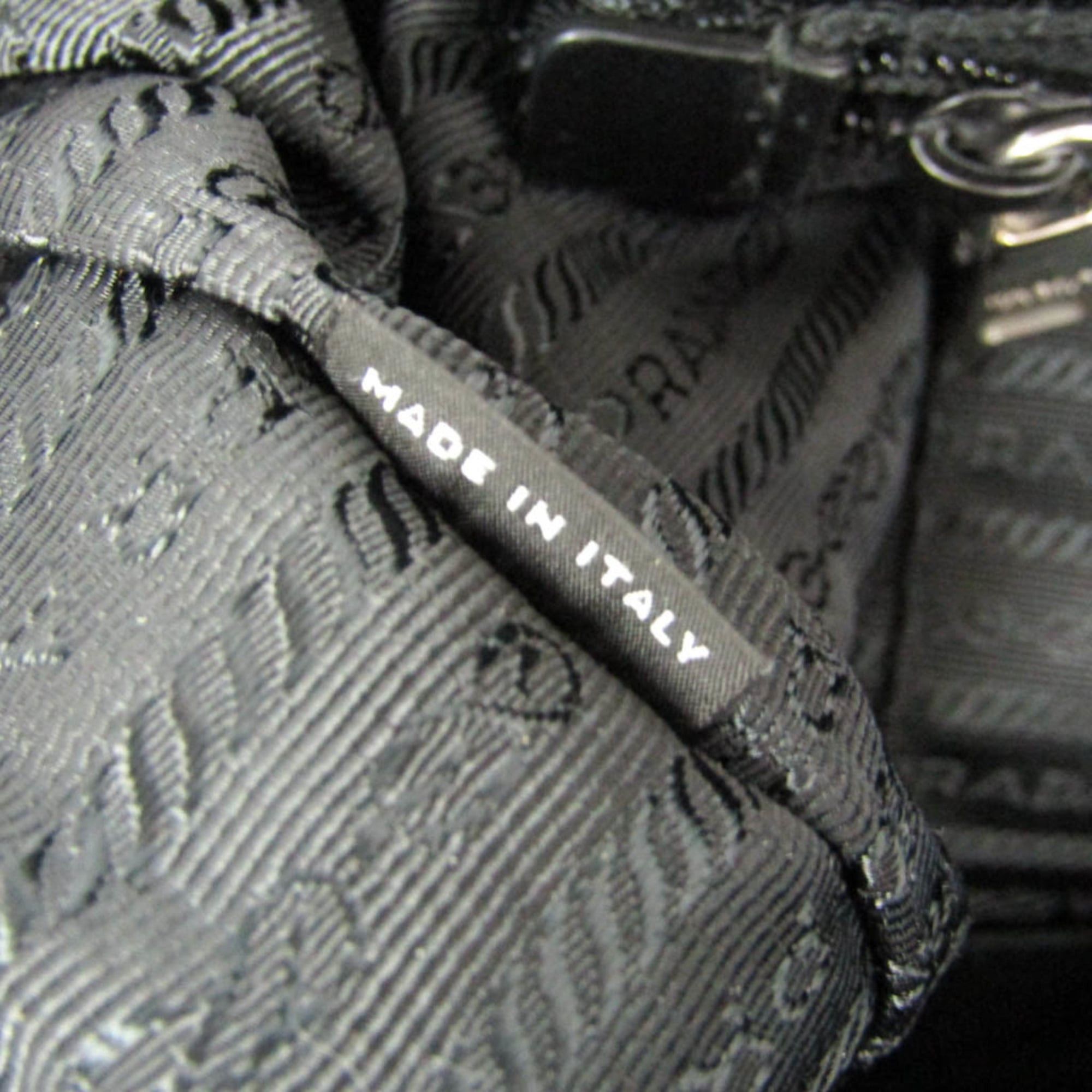 Prada Prada TESSUTO Floral Print Women's Nylon Shoulder Bag,Tote Bag Black,Yellow Size ONE SIZE - 14 Thumbnail