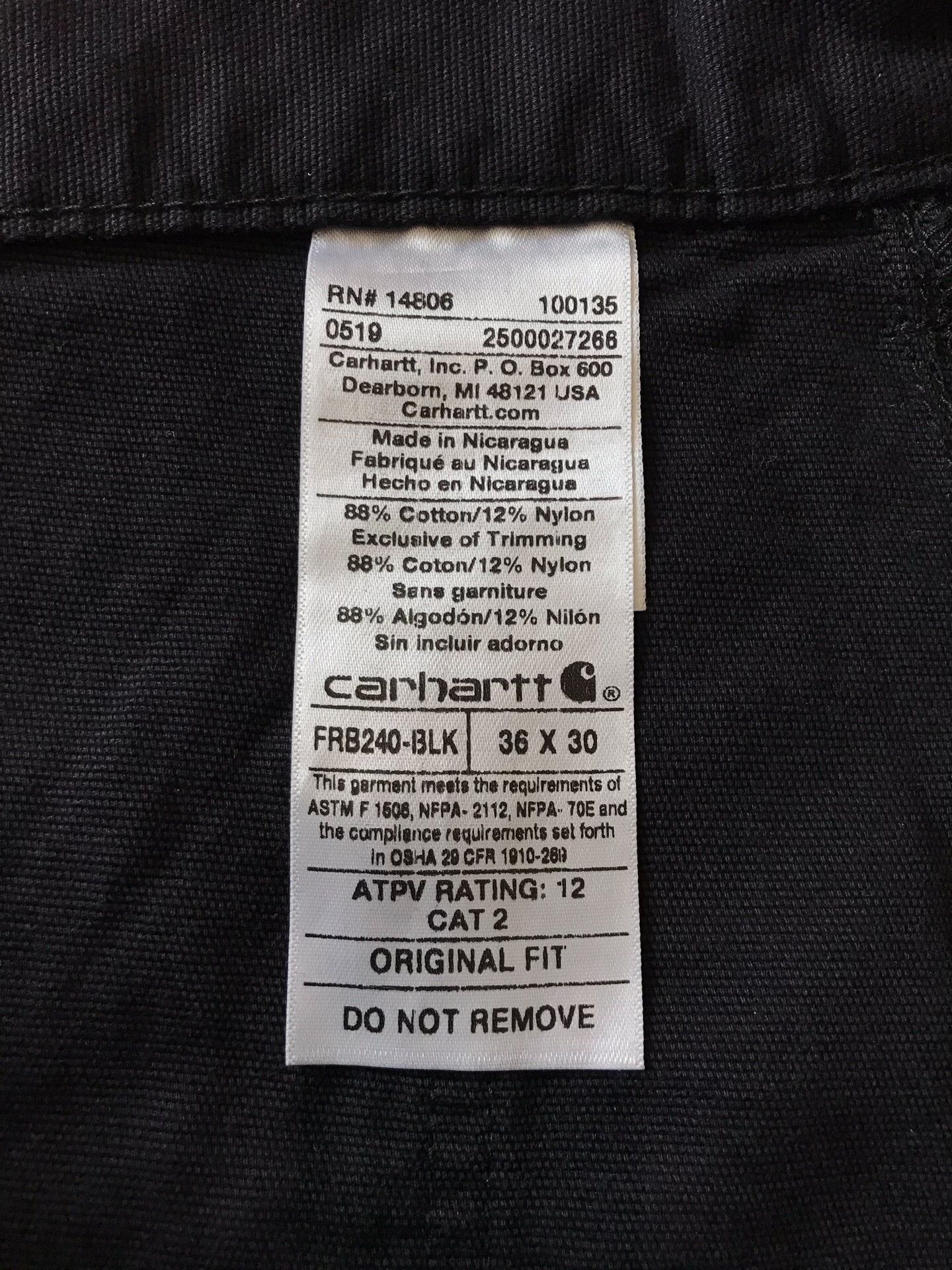 Carhartt Carhartt FRB240 Black Cargo Work Pants Size US 36 / EU 52 - 9 Thumbnail