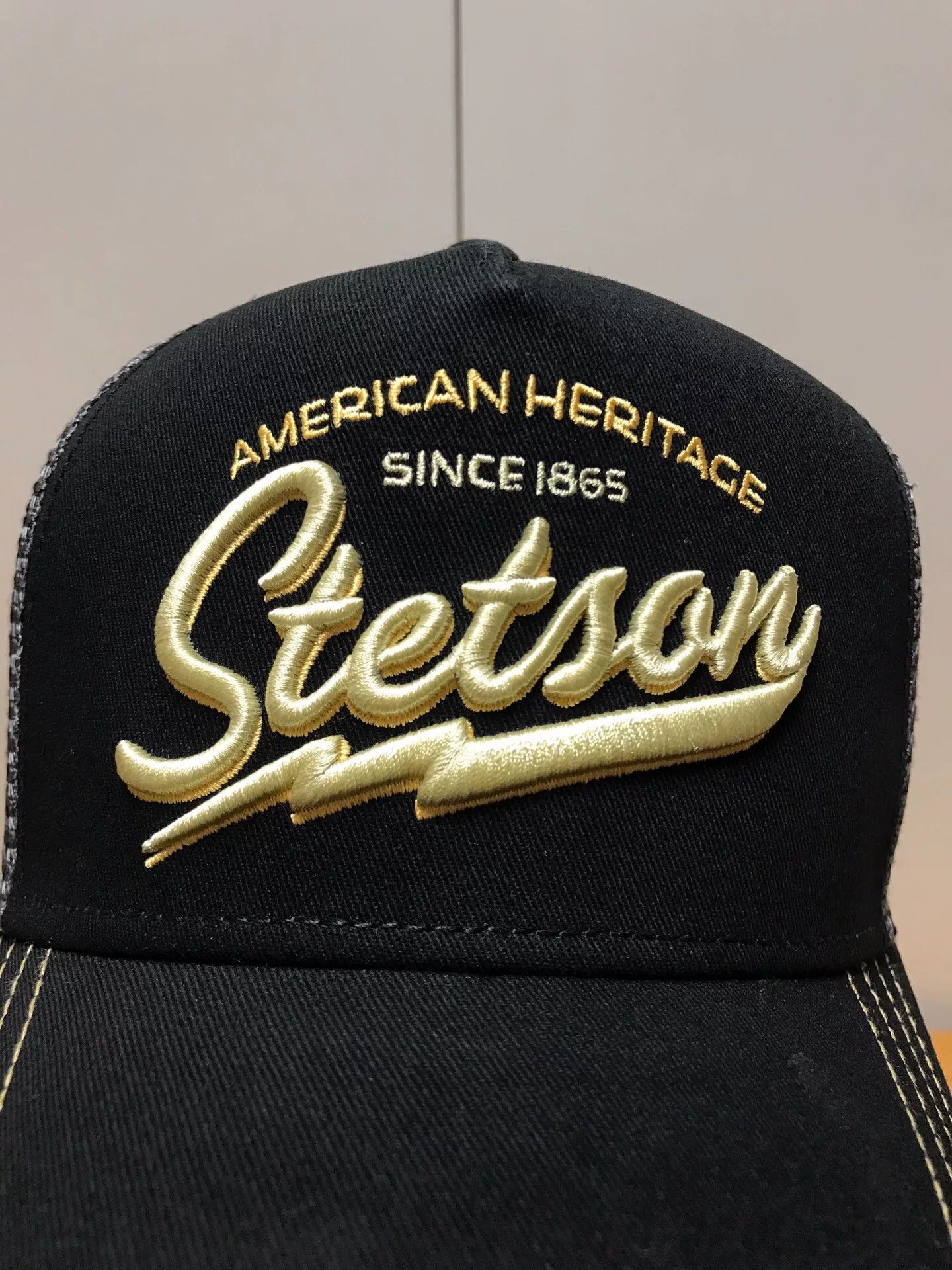 Stetson Stetson Black Trucker Cap w/ Gold Logo Size ONE SIZE - 5 Thumbnail