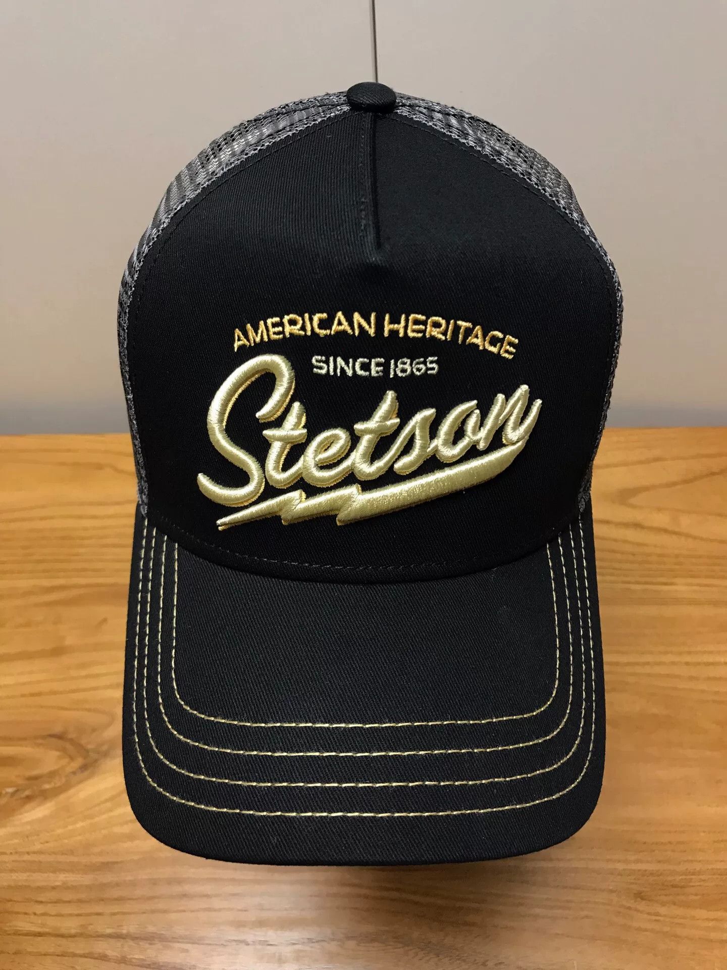 Stetson Stetson Black Trucker Cap w/ Gold Logo Size ONE SIZE - 4 Thumbnail