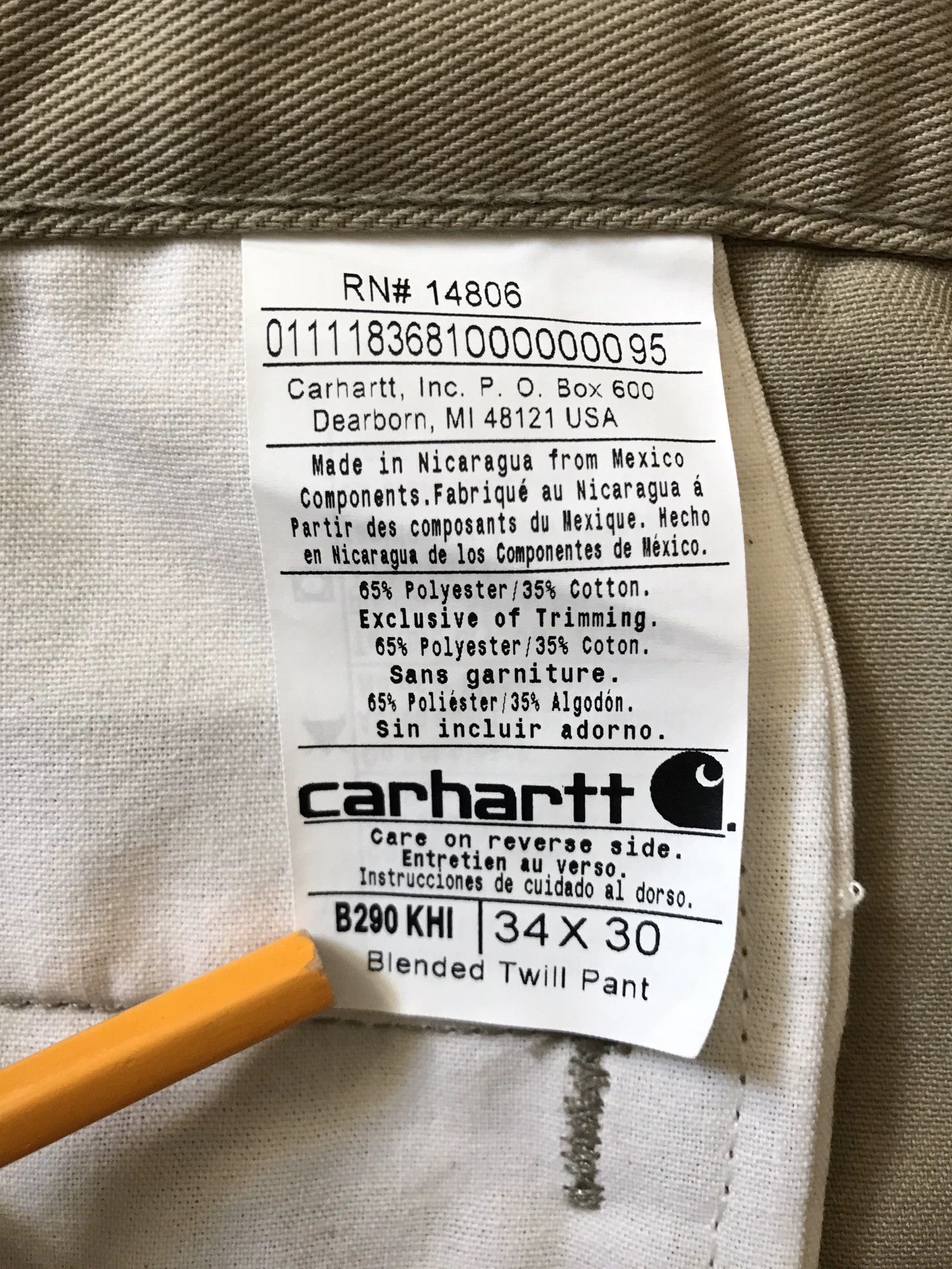 Carhartt Carhartt B290 Khaki W34L30 Work Pants Size US 34 / EU 50 - 9 Thumbnail