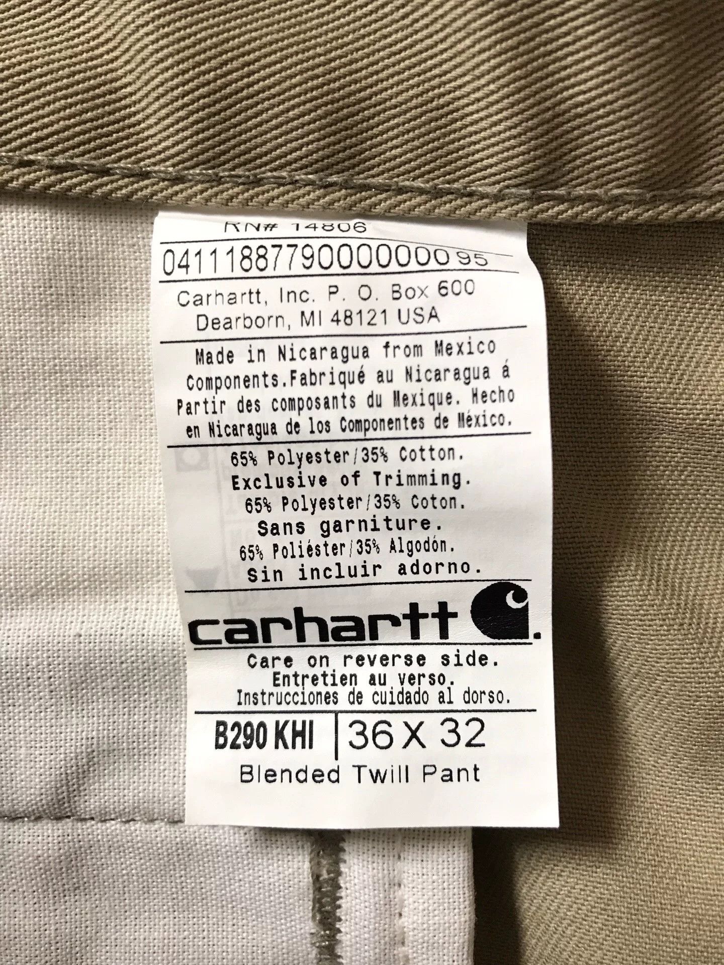 Carhartt Carhartt B290 Khaki W36L32 Work Pants Size US 36 / EU 52 - 9 Thumbnail