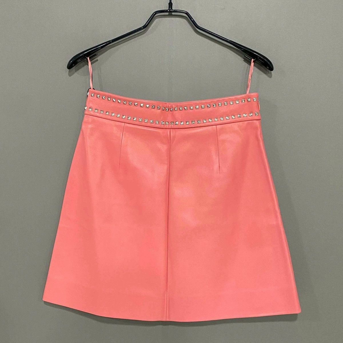 Miu Miu MIUMIU Pink Rivet Leather Skirt Size 40" / US 18 - 3 Thumbnail